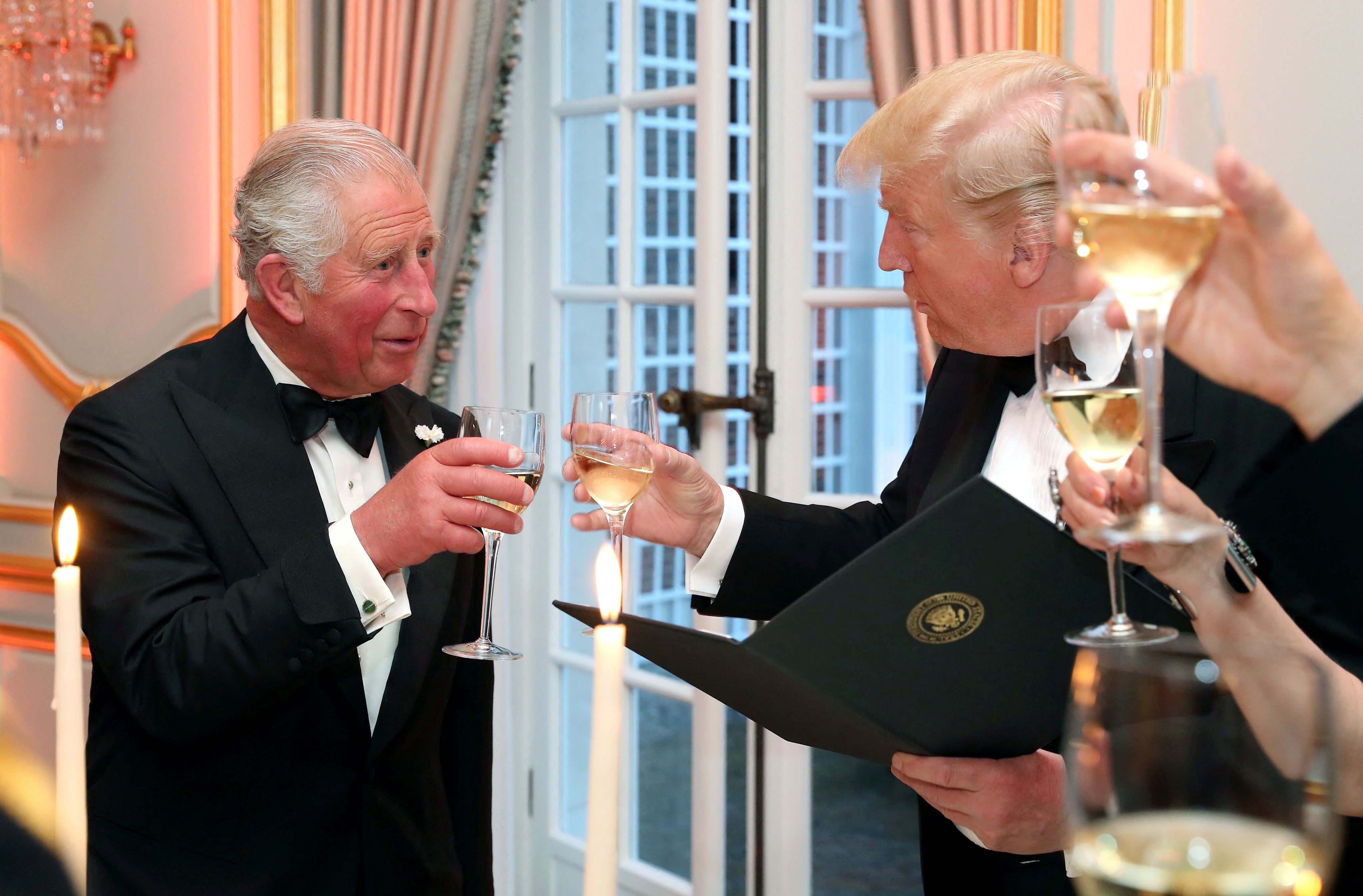 US President Donald Trump, right, and Prince Charles, now King Charles, during Trump’s state visit in London in June 2019. Photo: Pool via Reuters