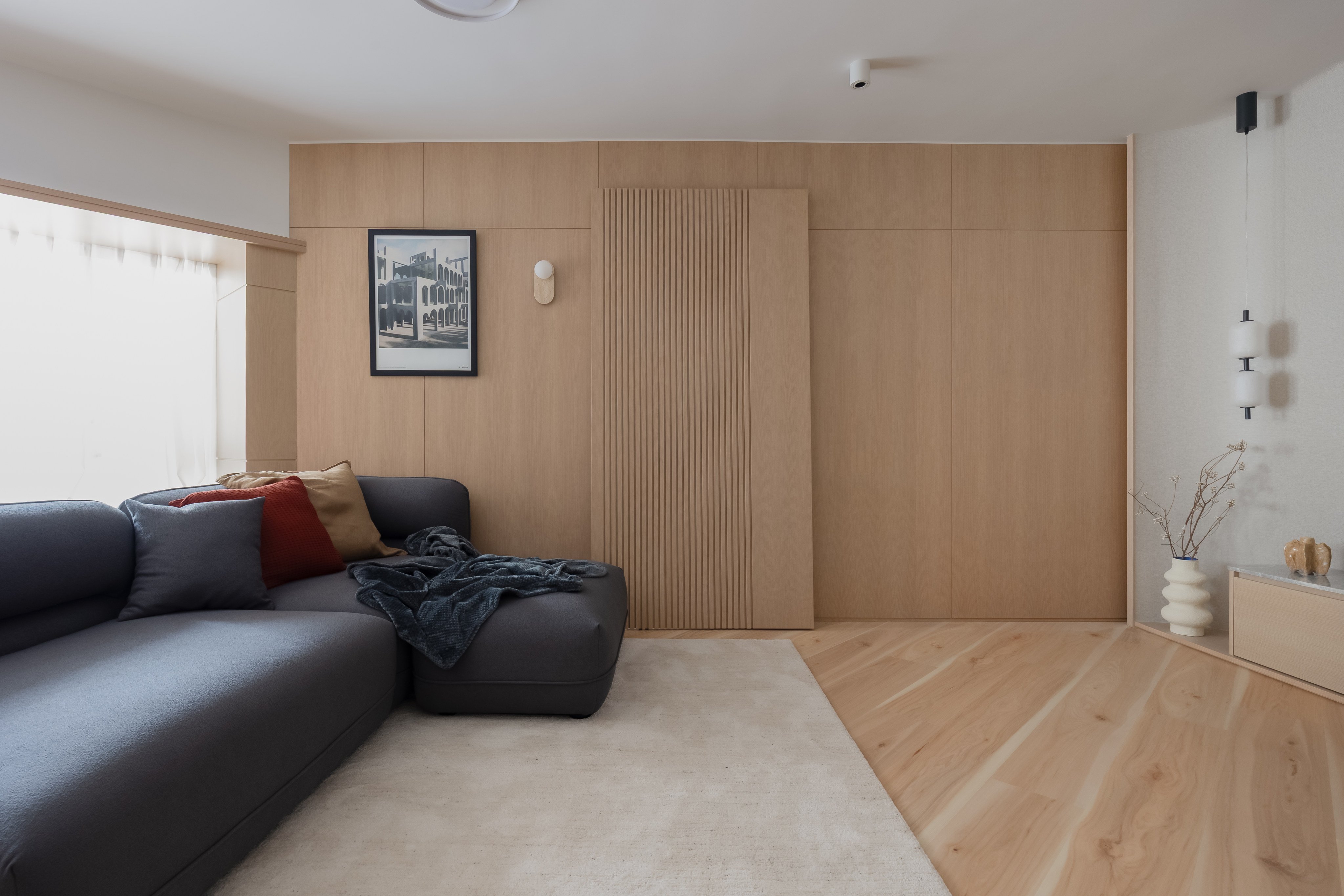 Living room in the Lam Tin flat designed by Root Design. Photo: Kitty Chu