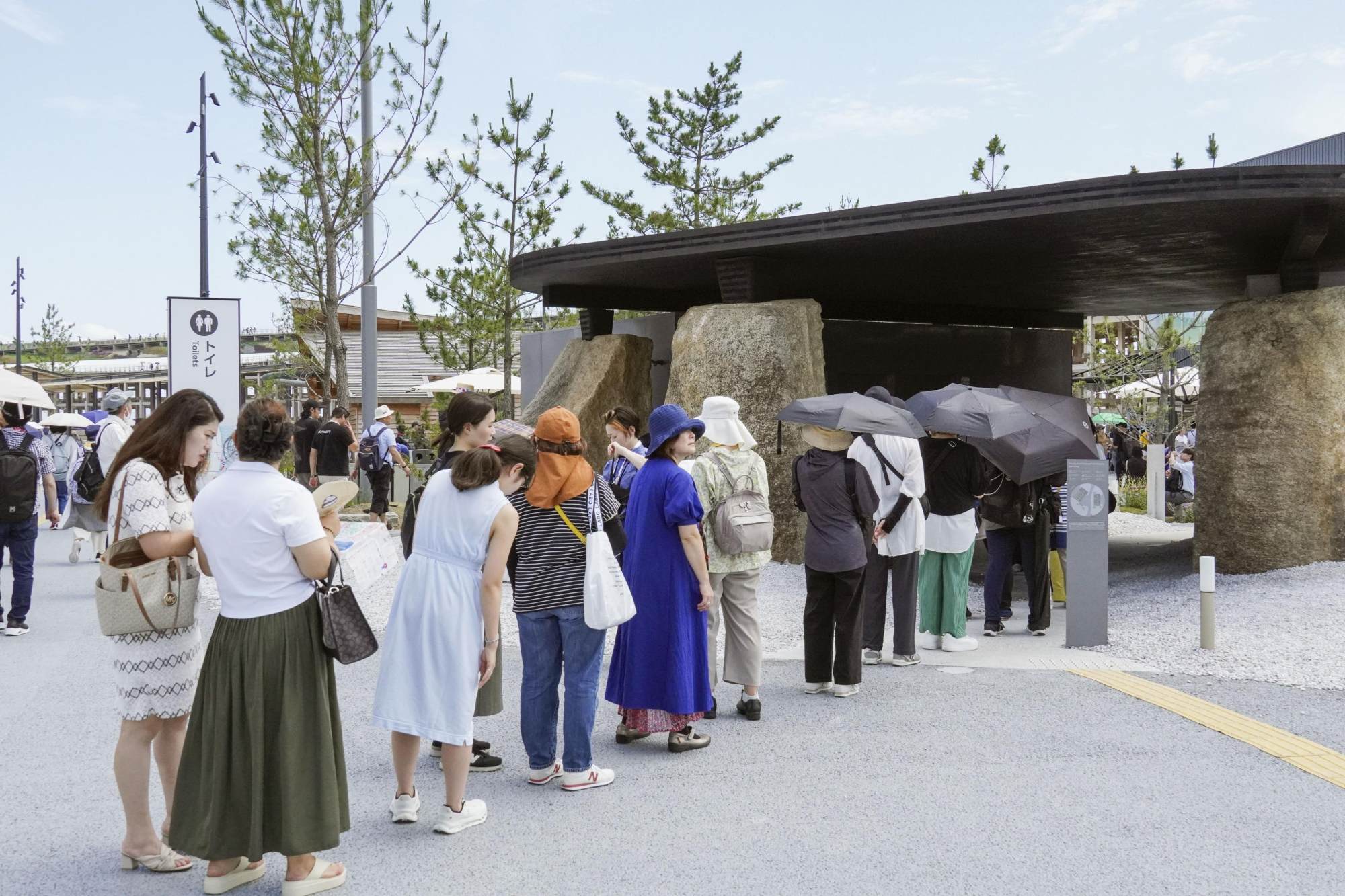 People queue for a toilet at the World Expo in Osaka last month. Photo: Kyodo People queue for a toilet at the World Expo in Osaka last month. Photo: Kyodo