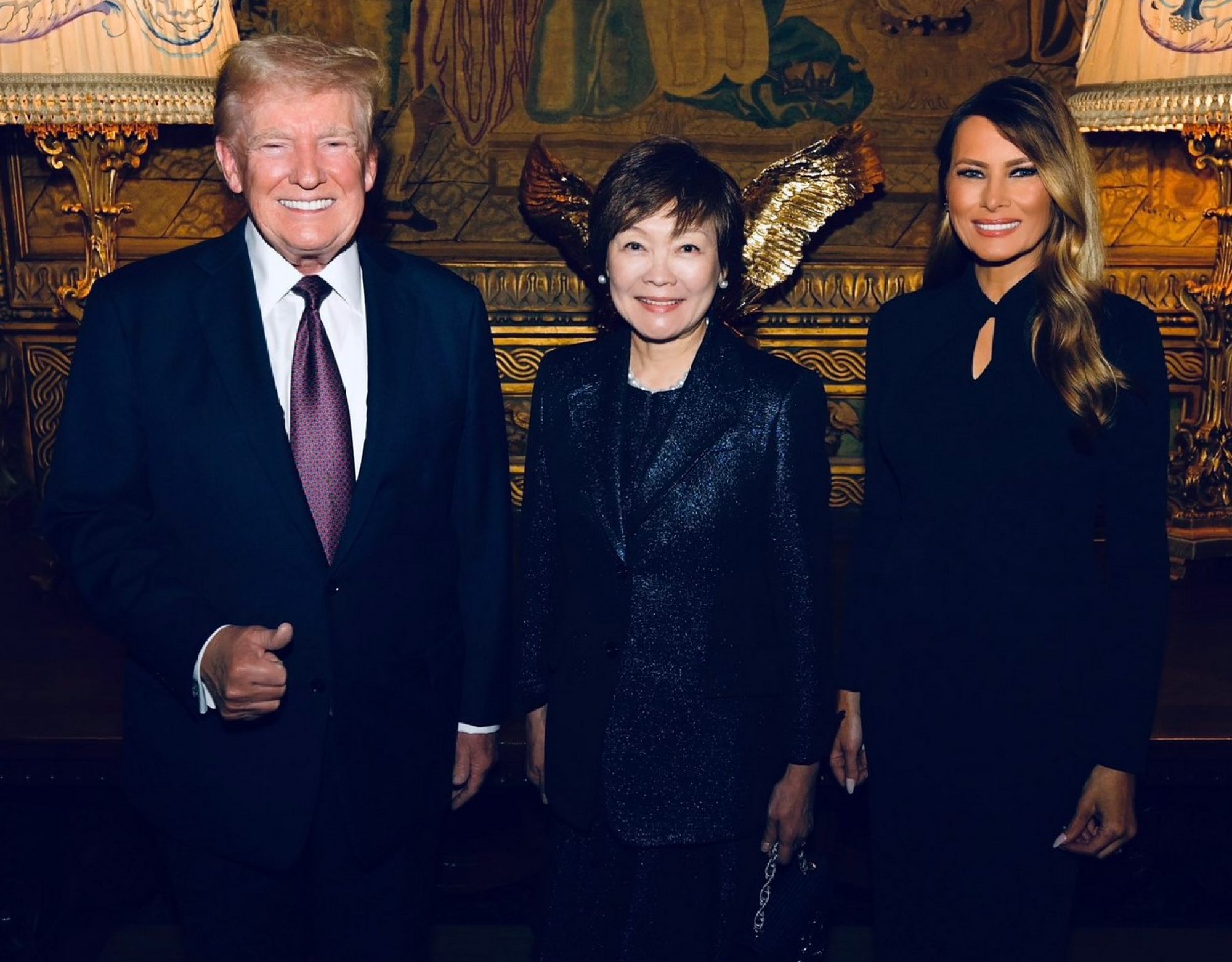 US President Donald Trump (left) with Akie Abe (centre), wife of slain former Japanese prime minister Shinzo Abe, and first lady Melania Trump. Photo: X/melaniatrump US President Donald Trump (left) with Akie Abe (centre), wife of slain former Japanese prime minister Shinzo Abe, and first lady Melania Trump. Photo: X/melaniatrump