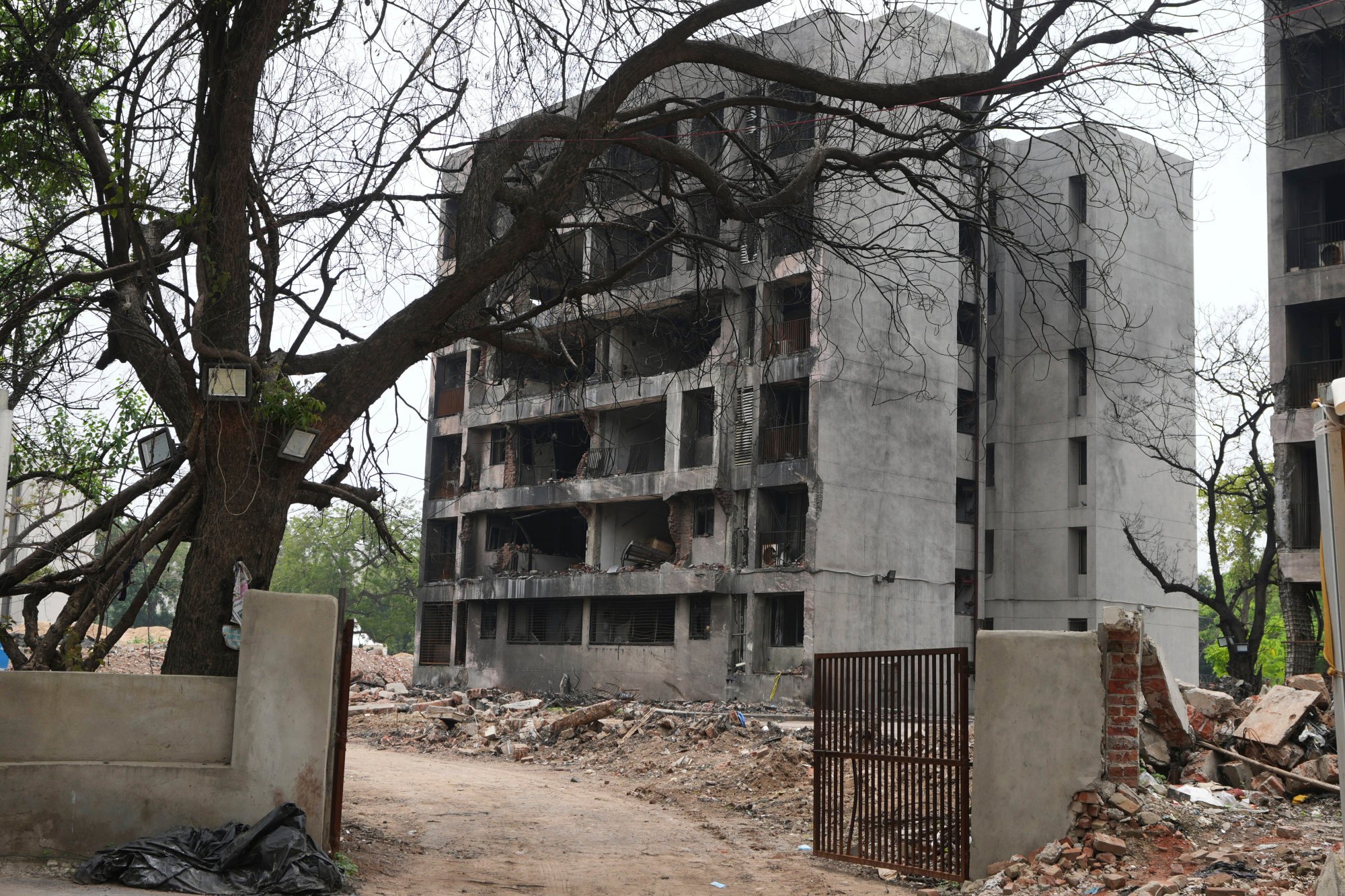 One of the buildings damaged in the Air India plane crash, seen at the site of the crash in Ahmedabad on July 12. Air India CEO Campbell Wilson has warned against drawing “premature conclusions” about the incident. Photo: AP One of the buildings damaged in the Air India plane crash, seen at the site of the crash in Ahmedabad on July 12. Air India CEO Campbell Wilson has warned against drawing “premature conclusions” about the incident. Photo: AP
