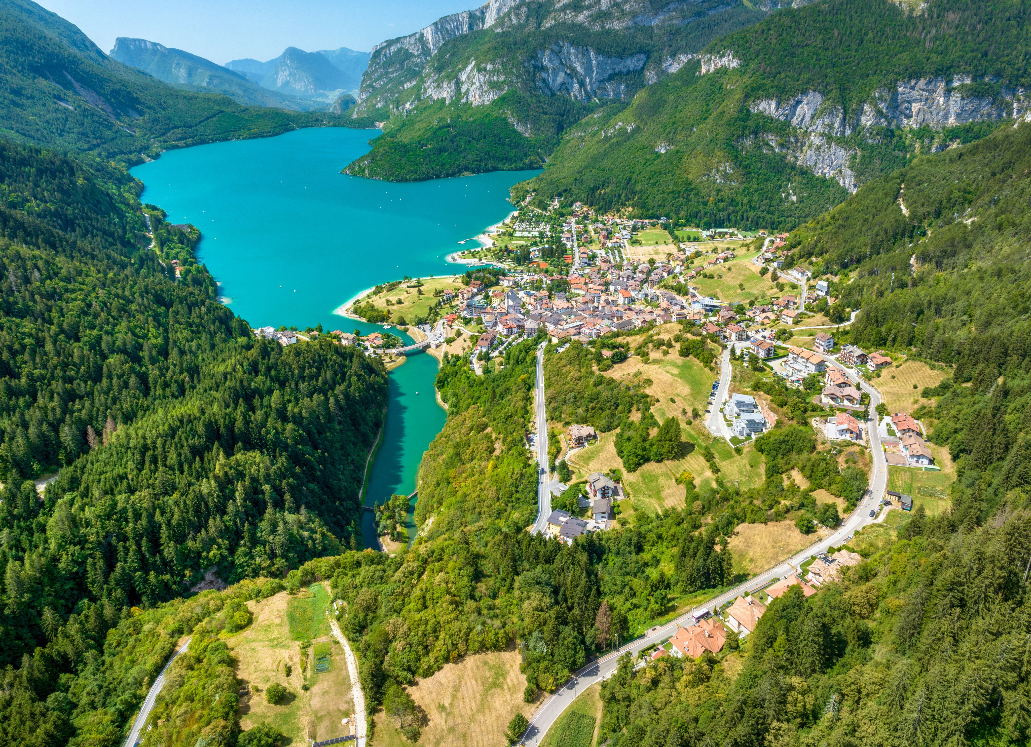 Lake Molveno, on the shores of Molveno village, in Italy’s Trentino province, has been voted Italy’s most beautiful lake several times, most recently in 2024 Photo: Getty Images