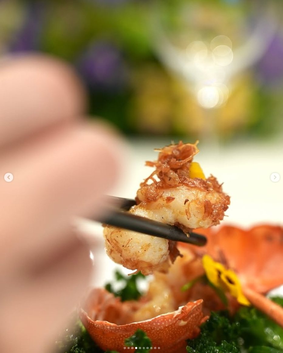 Wok-fried Australian lobster in XO sauce at the collaboration dinner. Instagram/shin_seungminsmg