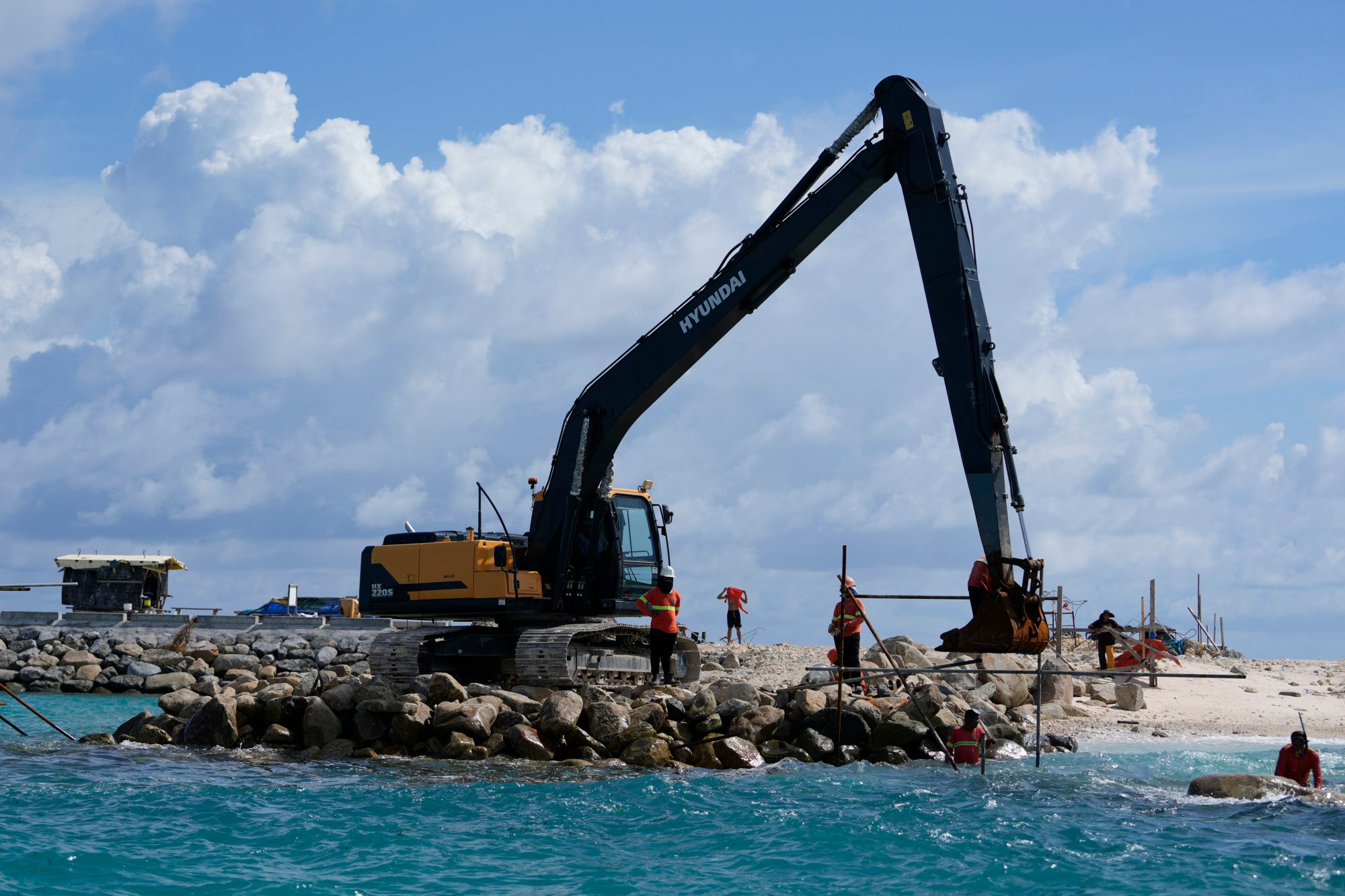 Construction at the Philippine-occupied Thitu island, locally called Pag-asa island, last November. Photo: AP