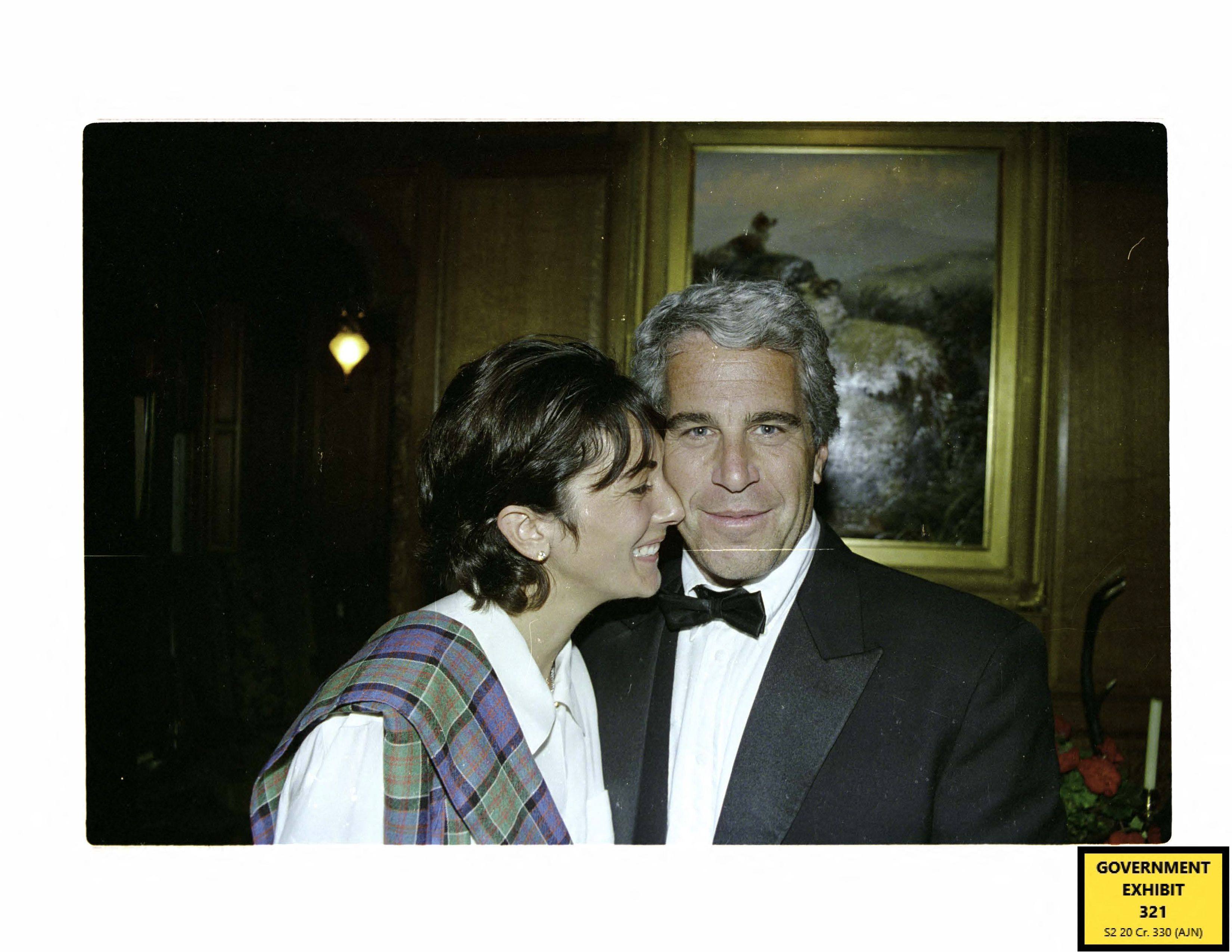 This undated trial evidence image obtained from the US District Court for the Southern District of New York shows British socialite Ghislaine Maxwell and US financier Jeffrey Epstein. Photo: US District Court for the Southern District of New York/AFP