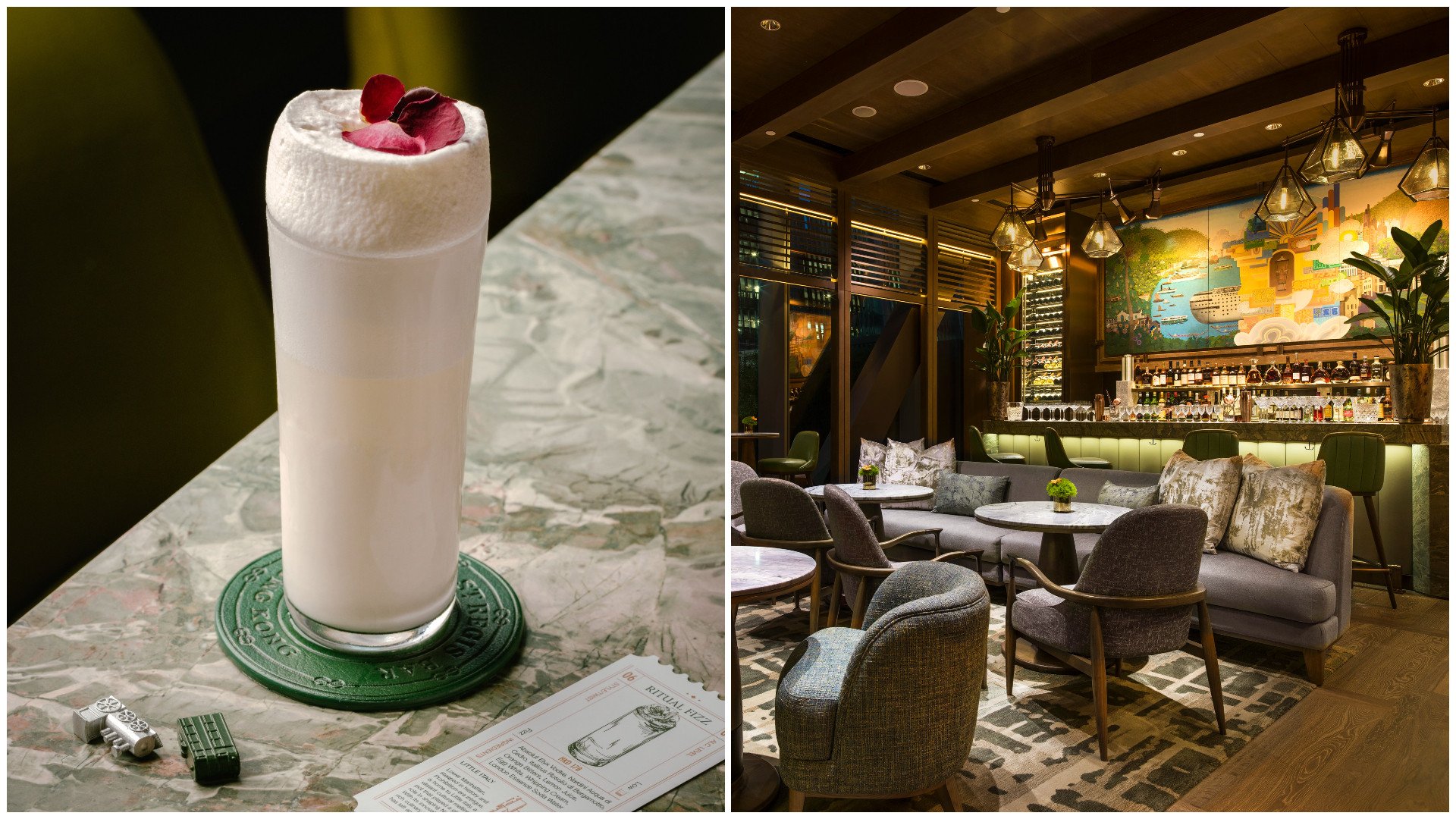 Ritual Fizz from St Regis Bar Hong Kong’s new menu, Tickets to Ride on Trains & Trams. Photos: Handout
