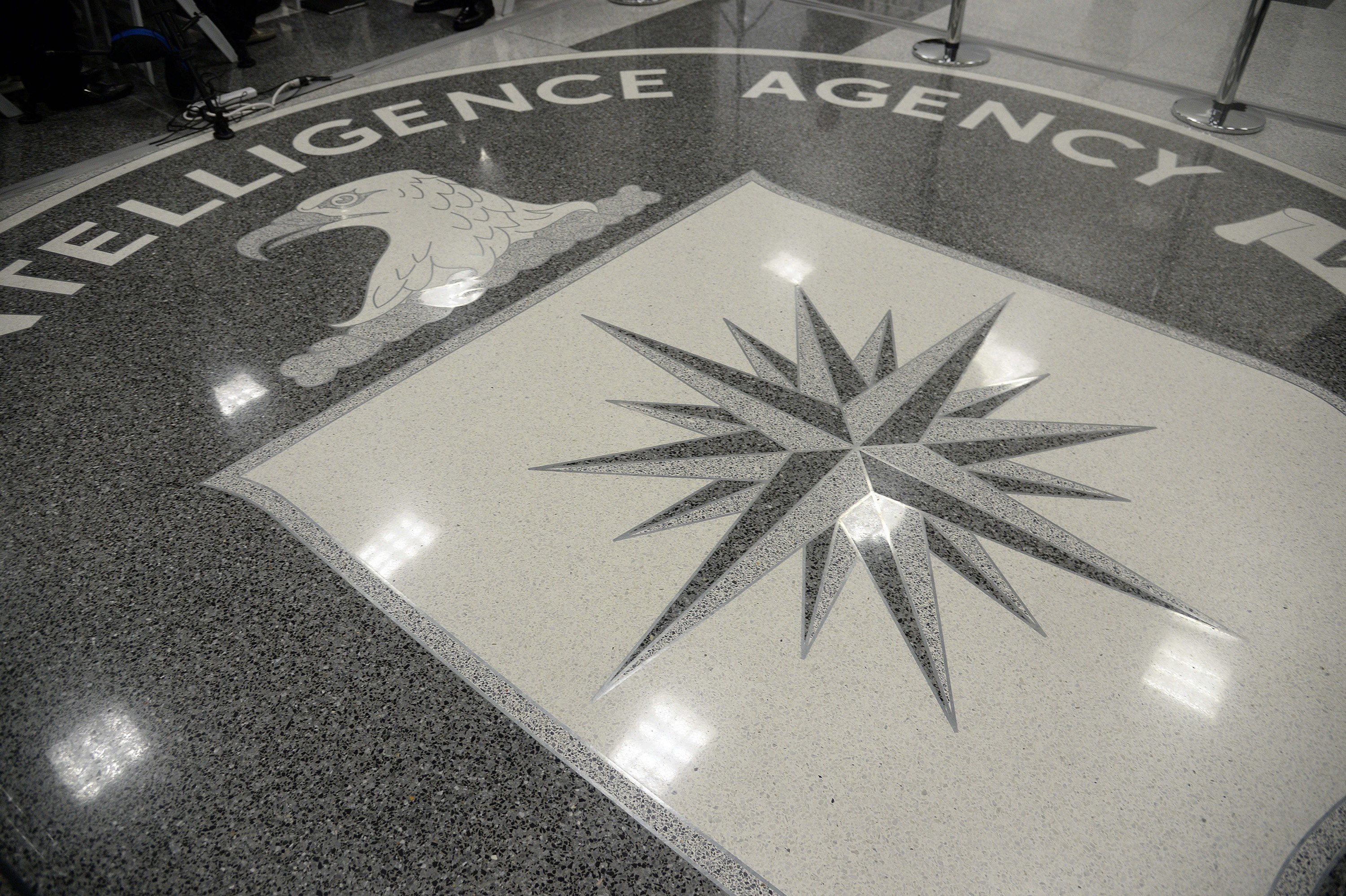 The seal of the Central Intelligence Agency is seen on the floor at CIA headquarters in Langley, in the US state of Virginia. Photo: TNS