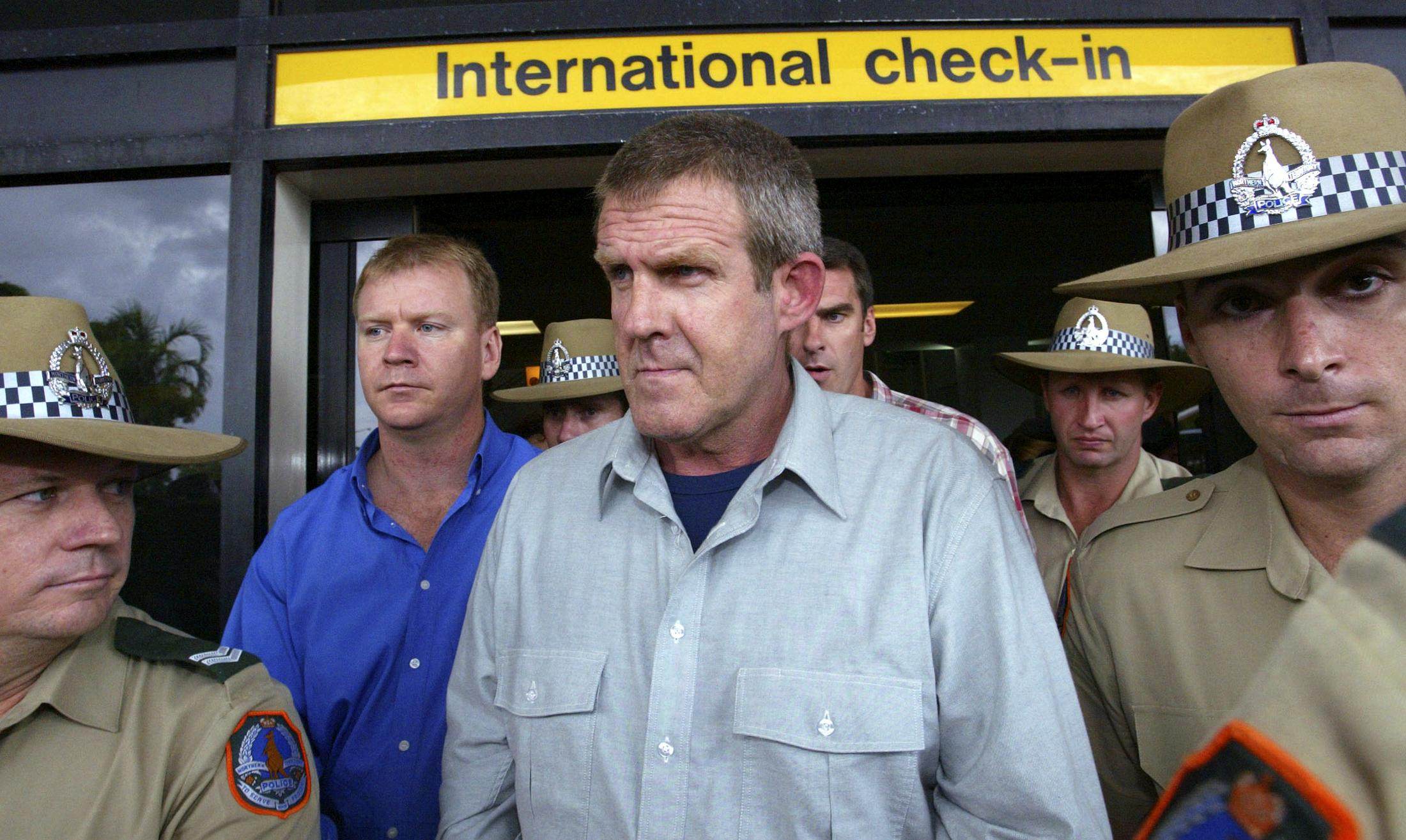 Bradley John Murdoch (centre) was convicted in 2005 of murdering a British backpacker in the Australian outback. File photo: AFP