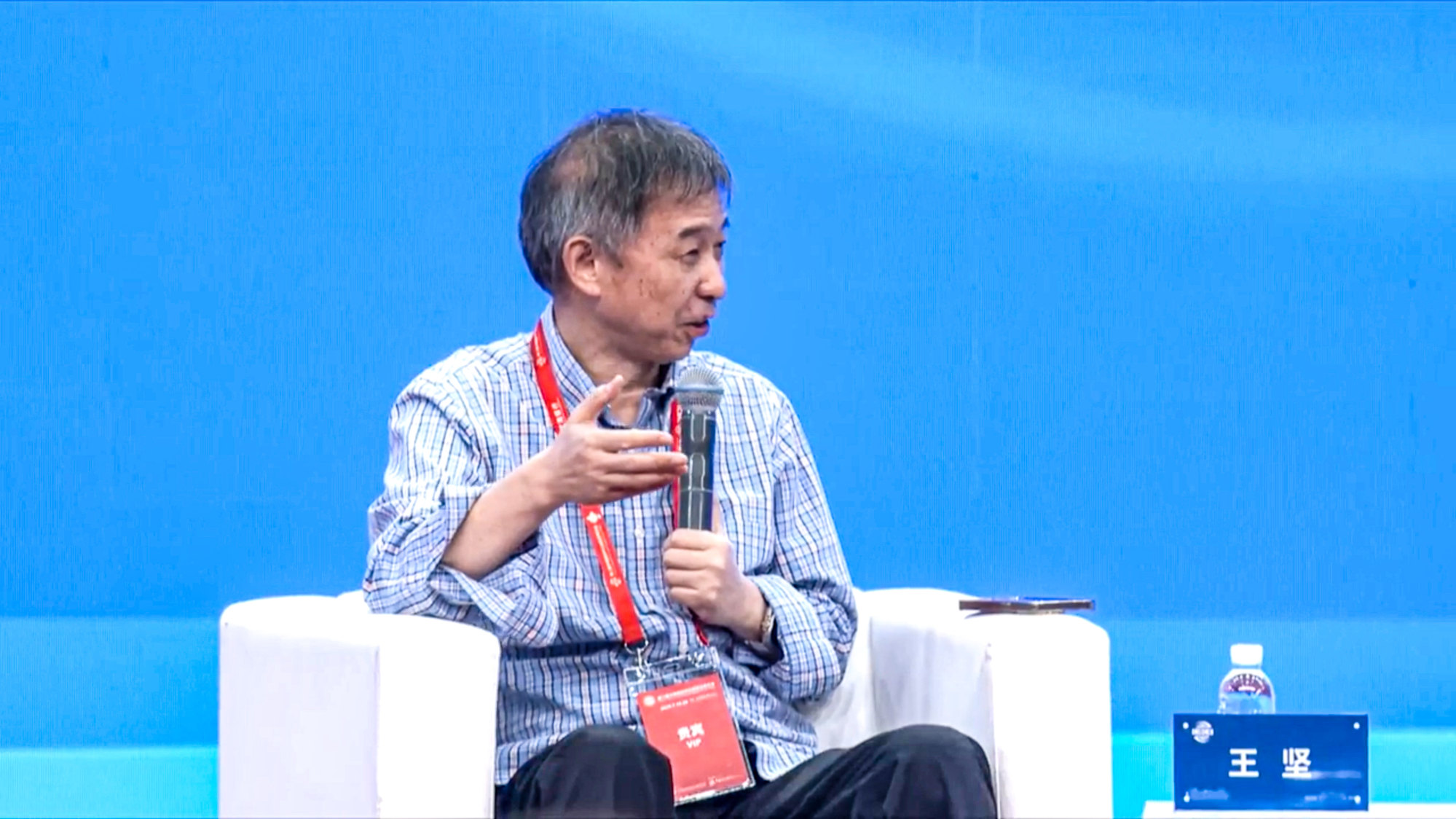 Founder of Alibaba Cloud, Wang Jian, during the fireside chat with the Nvidia CEO at the China International Supply Chain Expo on Thursday. Photo: Handout Founder of Alibaba Cloud, Wang Jian, during the fireside chat with the Nvidia CEO at the China International Supply Chain Expo on Thursday. Photo: Handout