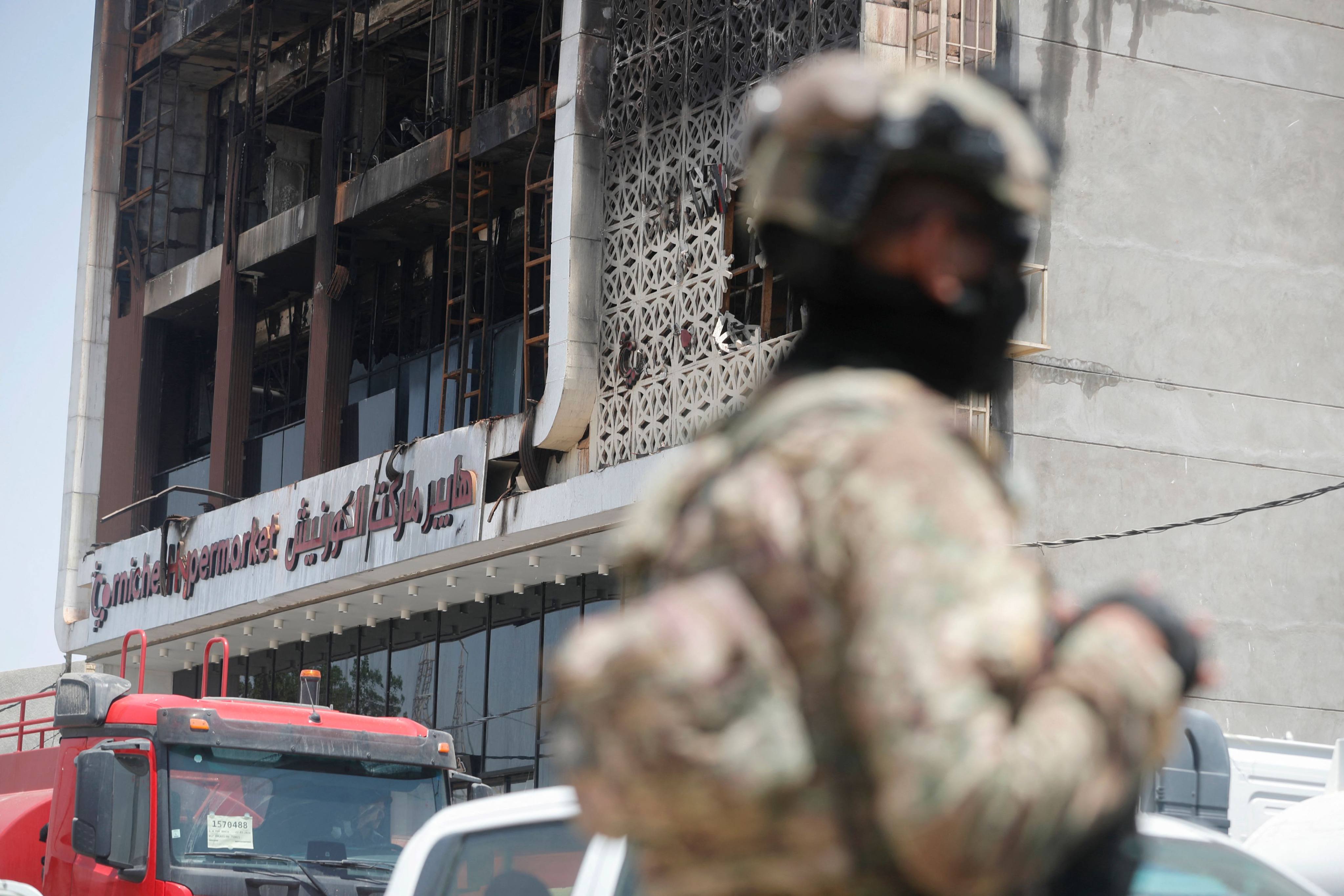 The burned shopping centre in the city of Kut. Photo: AFP