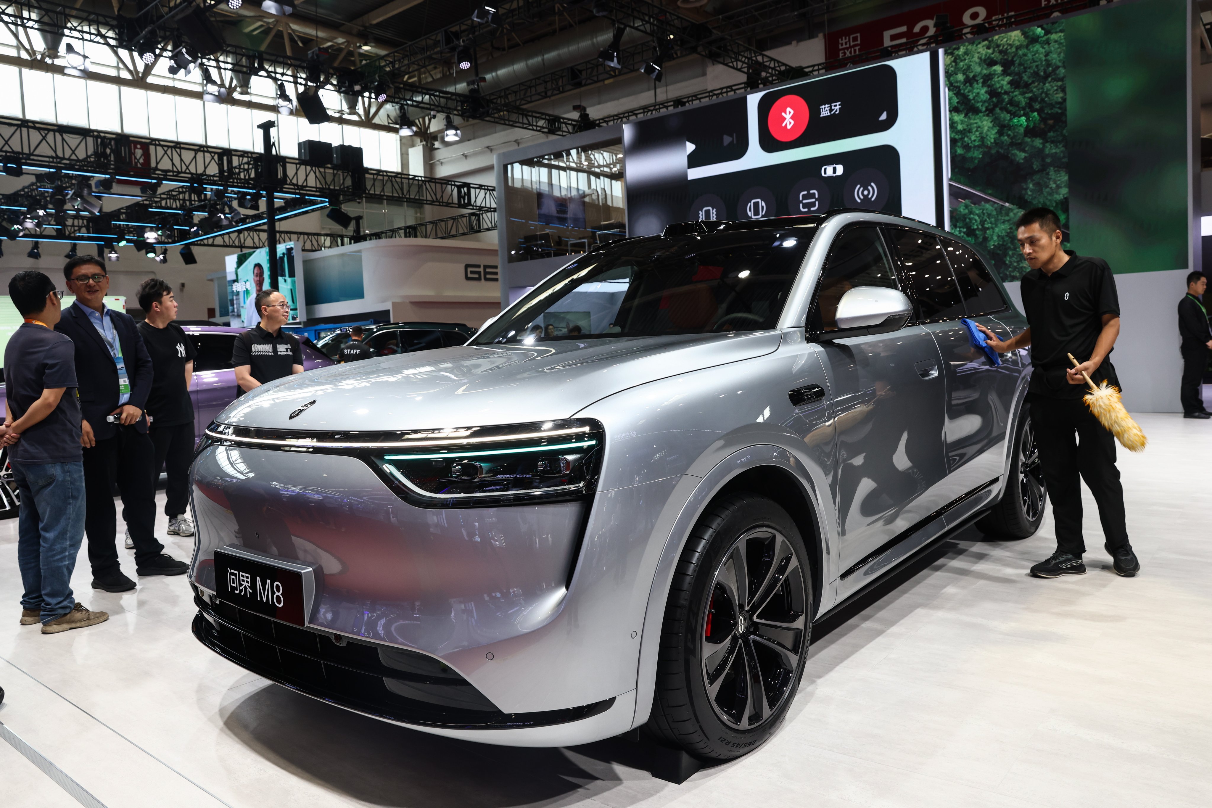 A Huawei AITO M8 electric car on display at the China International Supply Chain Expo in Beijing on Wednesday. Photo: EPA