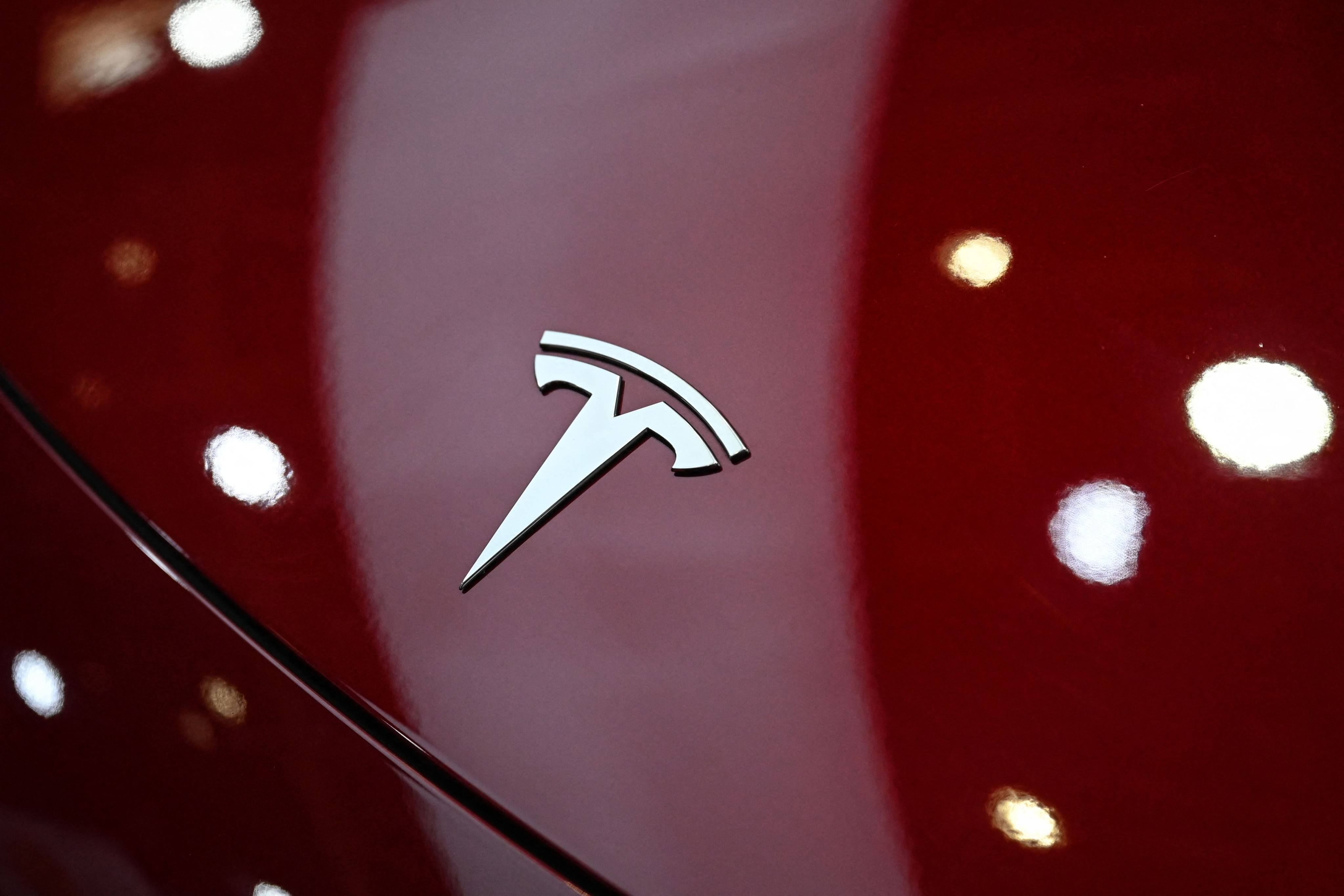 A Tesla Model 3 EV is seen during the China International Supply Chain Expo in Beijing on July 16, 2025. Photo: AFP