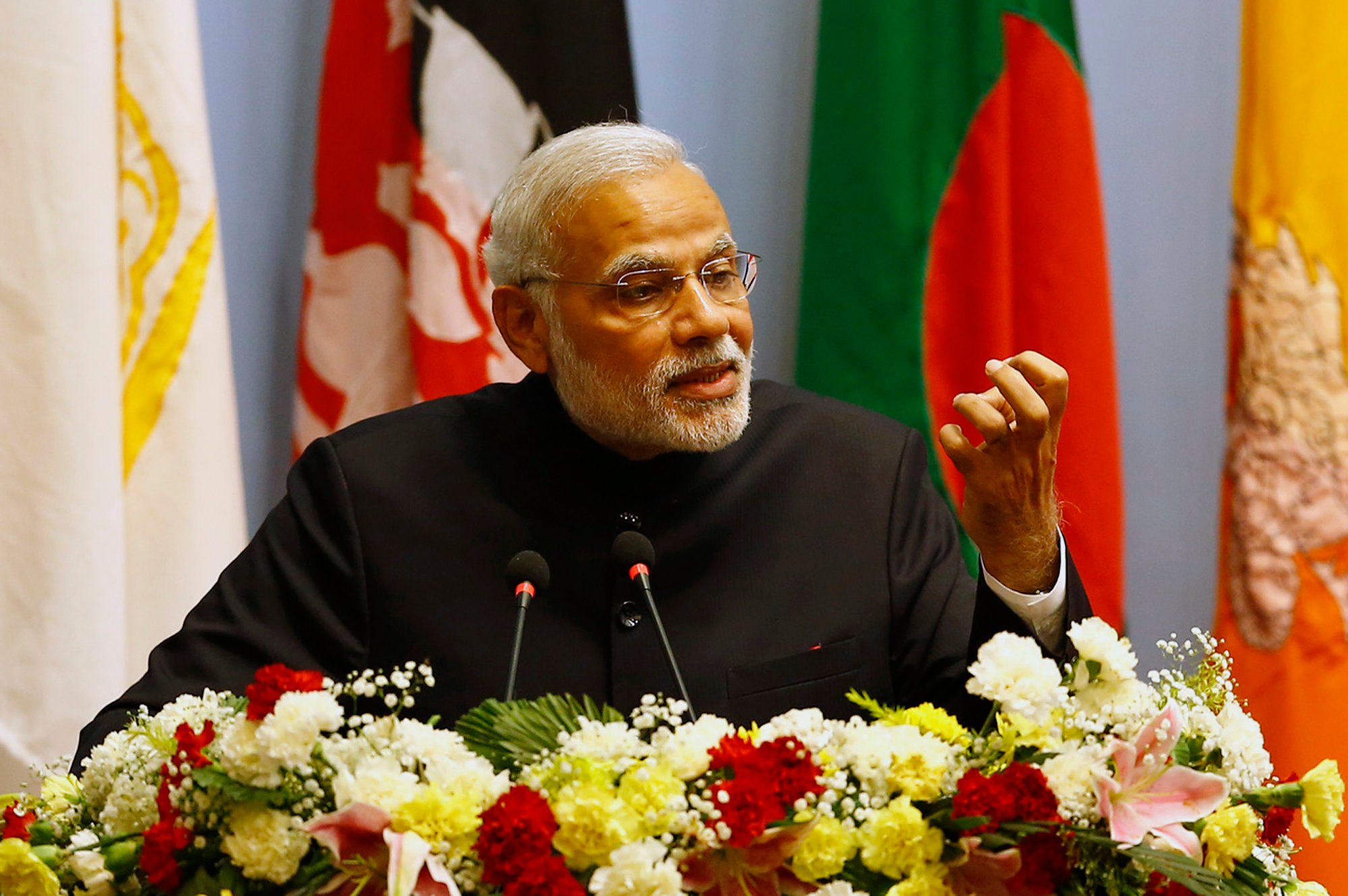 Indian Prime Minister Narendra Modi speaks during a Saarc summit in Kathmandu in 2014. Photo: AP Indian Prime Minister Narendra Modi speaks during a Saarc summit in Kathmandu in 2014. Photo: AP