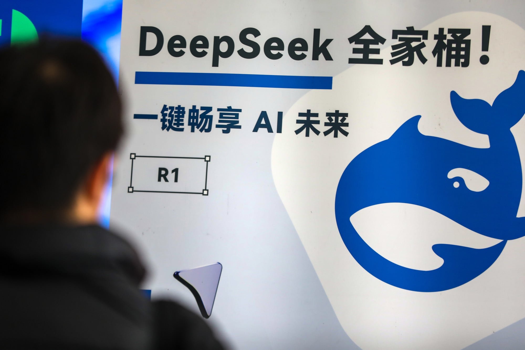 A DeepSeek poster seen at the 2025 Global Developer Conference in Shanghai, China. Photo: VCG via Getty Images