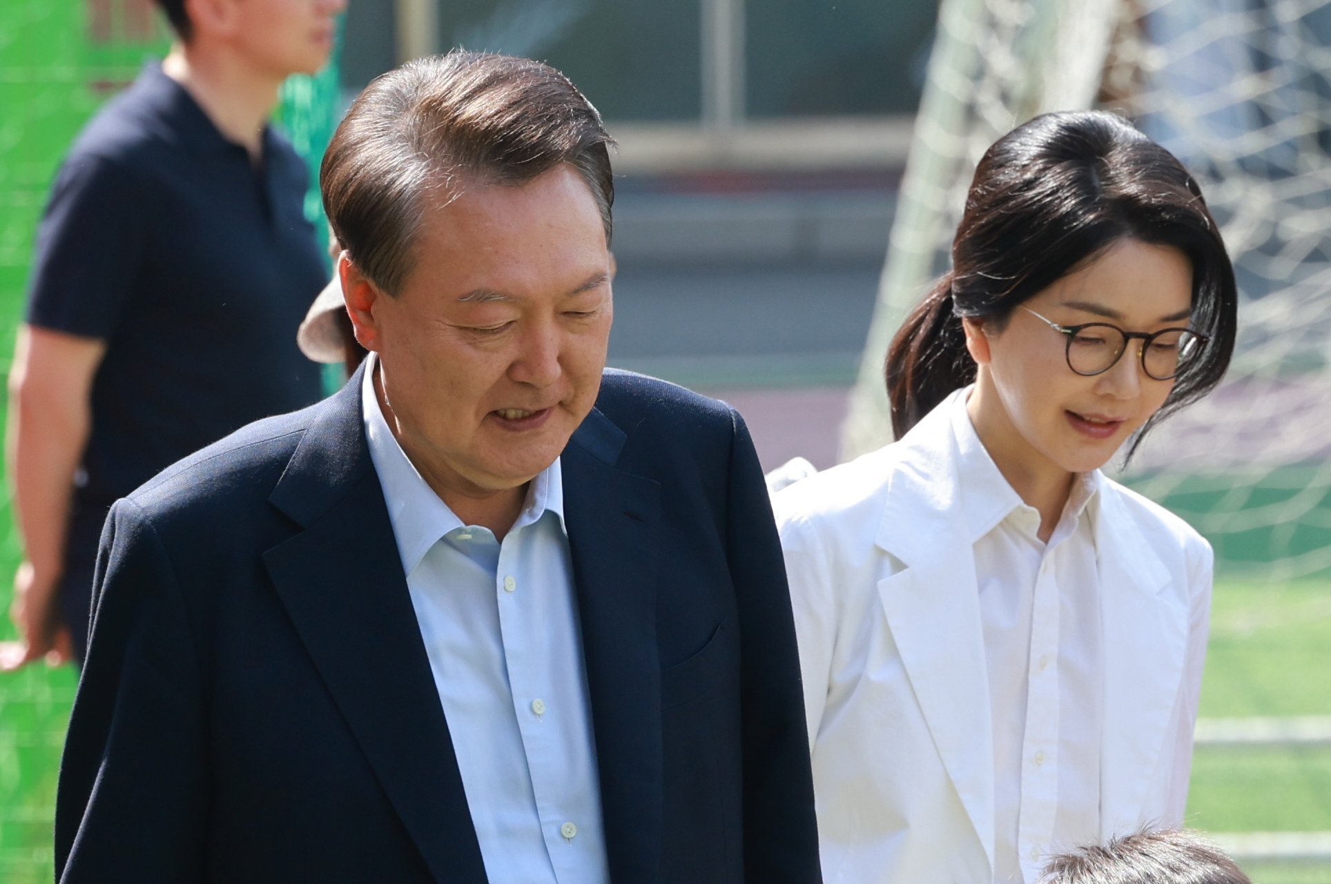 Former South Korean first lady Kim Keon-hee, seen here with her husband ex-president Yoon Suk-yeol, is facing a widening corruption probe. Photo: EPA-EFE