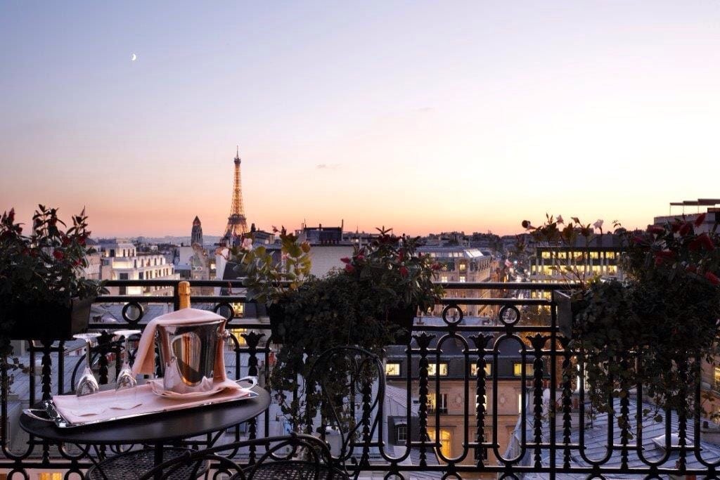 A suite with views of the Eiffel Tower at Hôtel Balzac in Paris. Photo: Handout