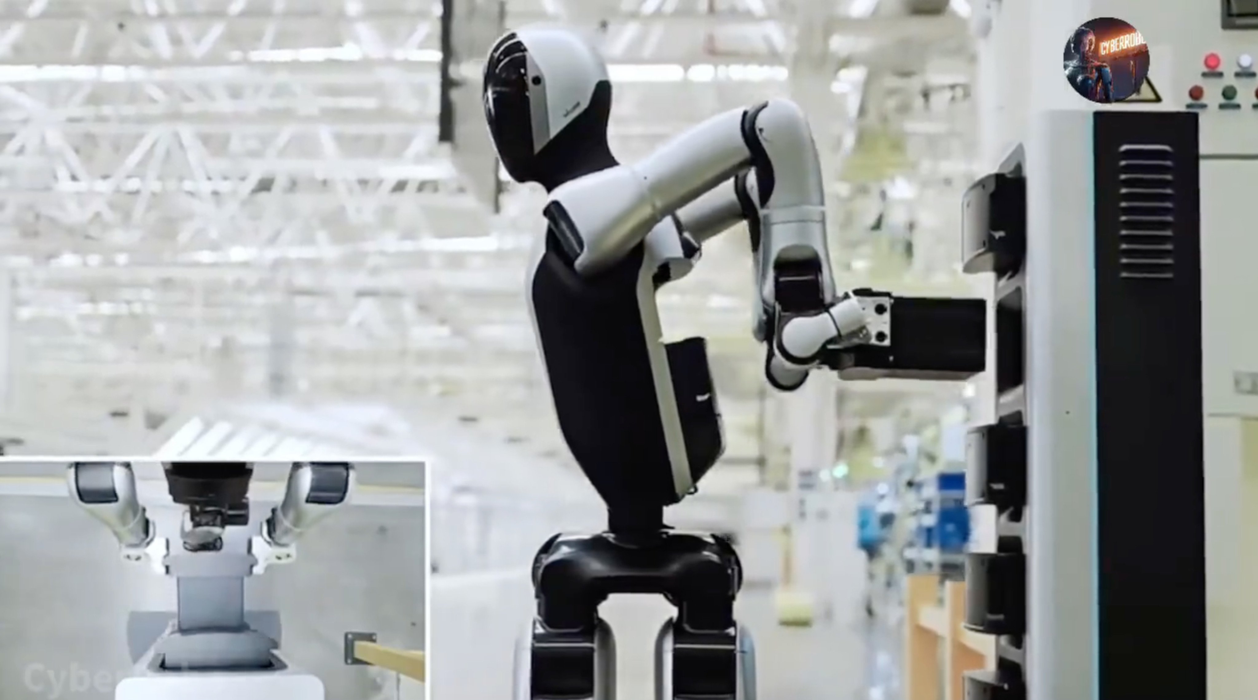 A screen grab from a demonstration video shows UBTech’s Walker S2 robot replacing its own batteries at a charging station. Photo: Weibo/  i陆三金