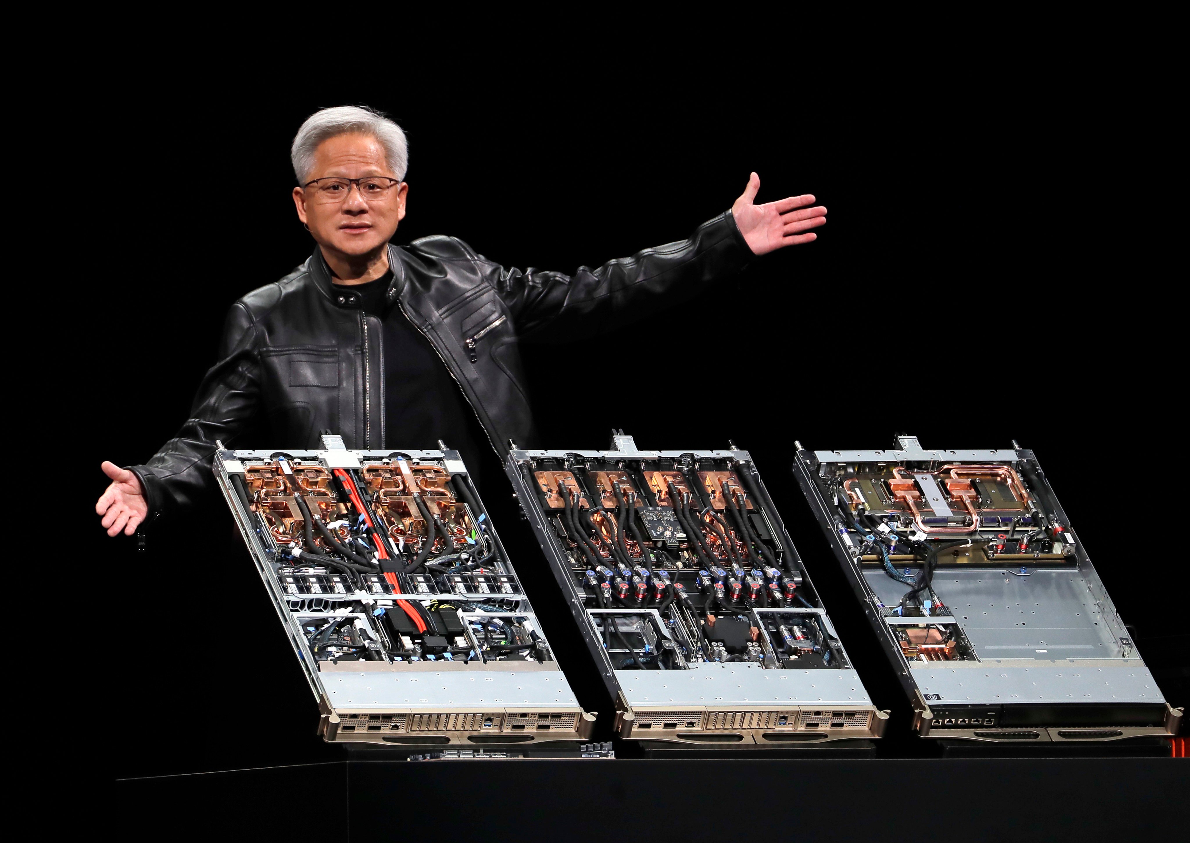 Jensen Huang, Nvidia’s co-founder and CEO, delivers a speech at the Computex exhibition in Taipei in May. Photo: AP