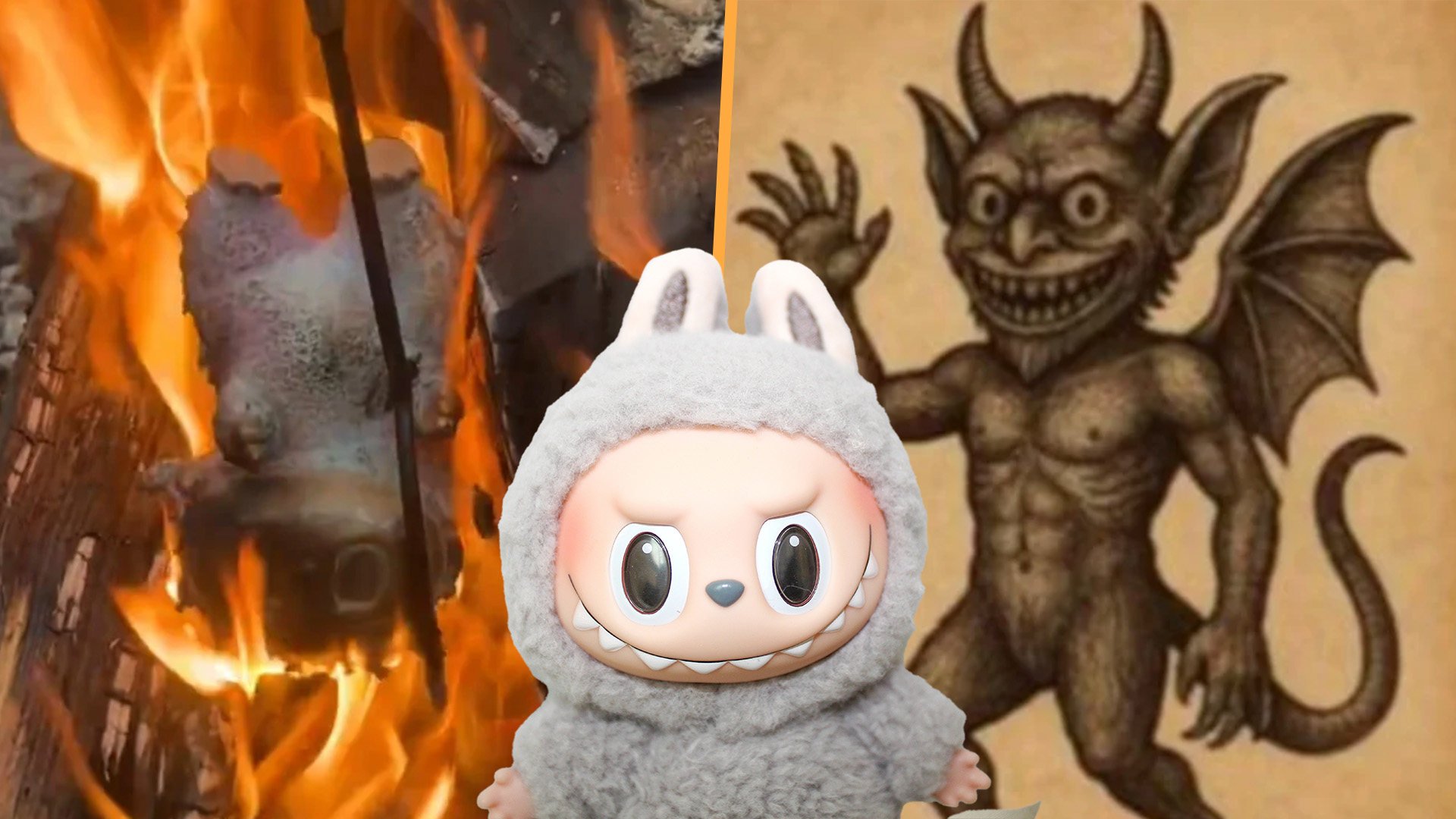 Fans have begun burning Labubu toys, fearing they bear a resemblance to the demon Pazuzu, igniting a spirited online debate. Photo: SCMP composite/Shutterstock/Facebook/TikTok