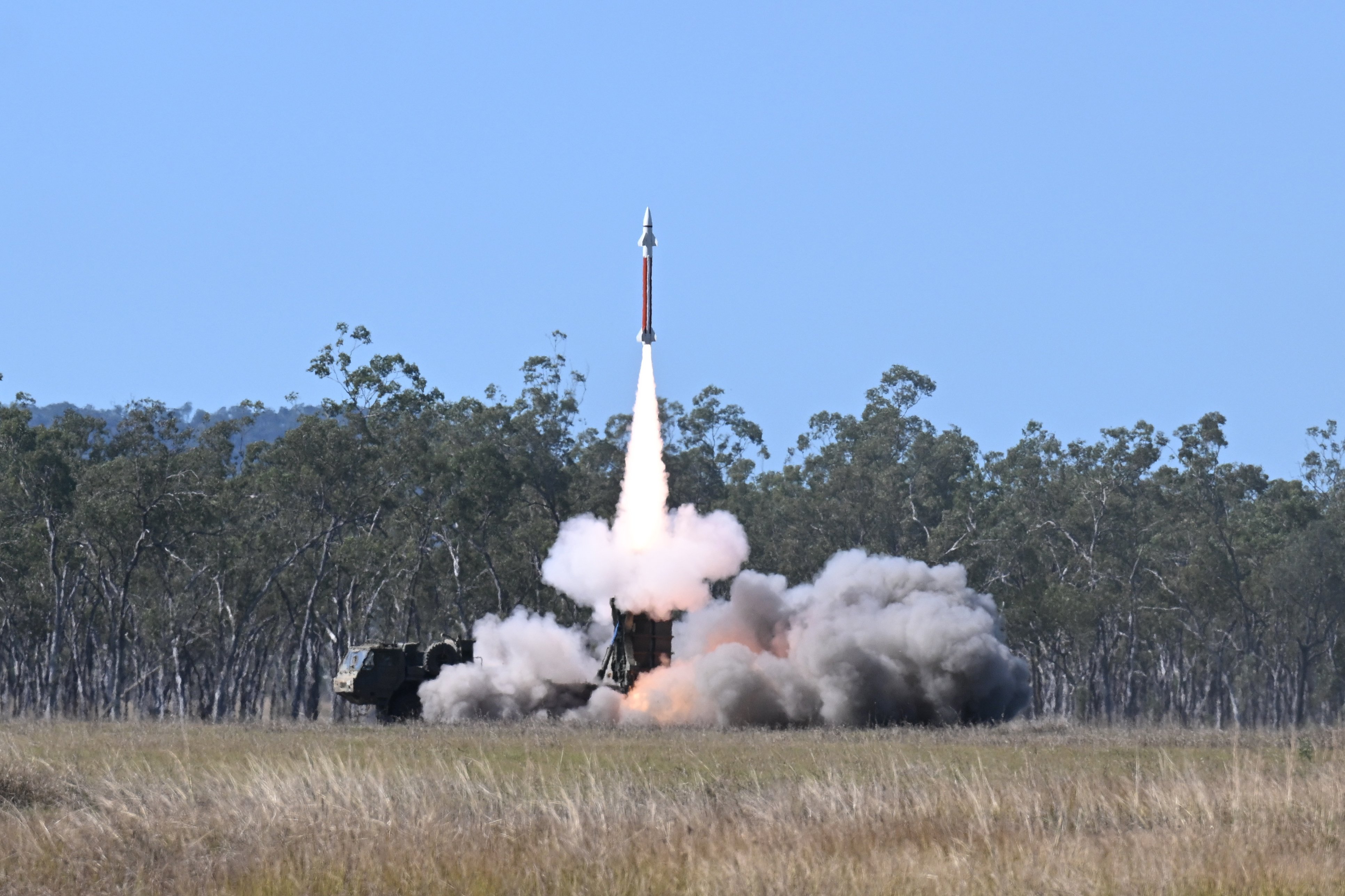 Japan’s military fires a surface-to-air missile during a joint defence exercise near Rockhampton, Australia, on July 14. Photo: EPA