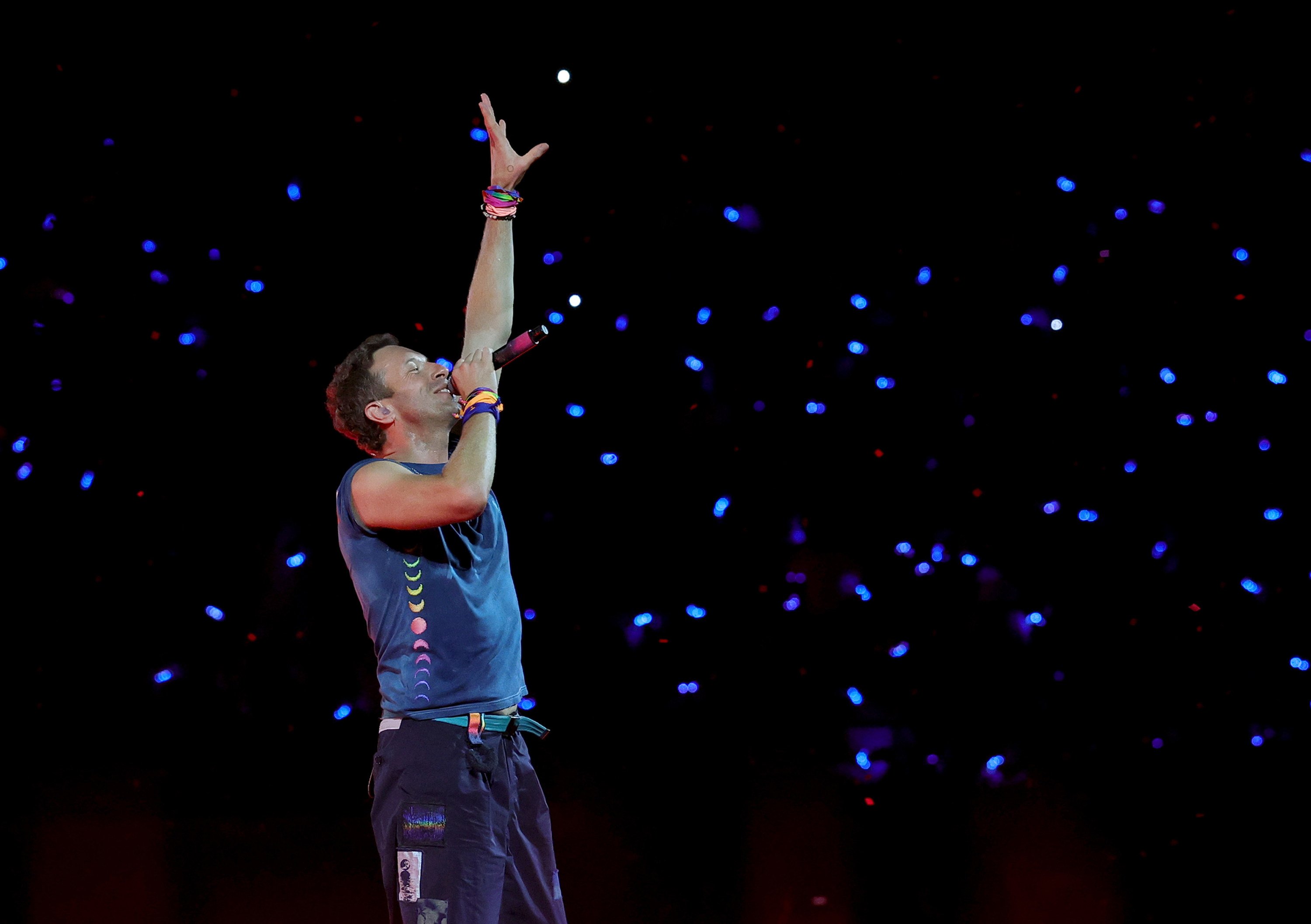 Chris Martin of Coldplay performs in Las Vegas in June. Photo: TNS