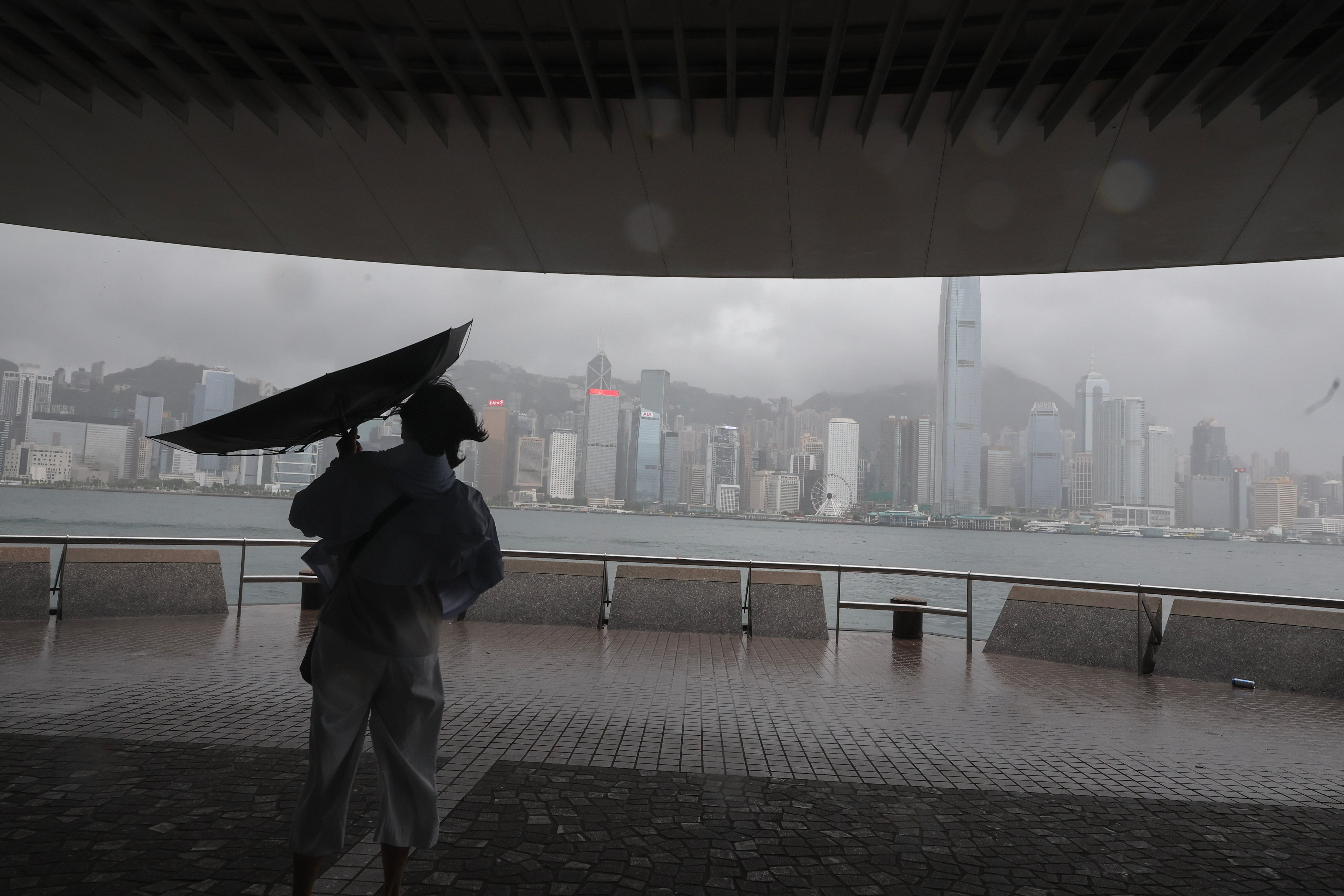The Tsim Sha Tsui waterfront is seen as Typhoon Wipha nears Hong Kong. Photo: Edmond So