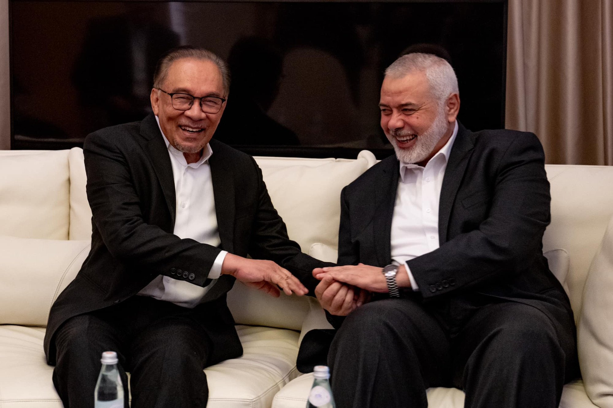 Malaysia’s Prime Minister Anwar Ibrahim and Hamas leader Ismail Haniyeh in Qatar in May last year. Anwar has maintained close ties with leaders of Hamas’ political wing. Photo: Facebook/Anwar Ibrahim