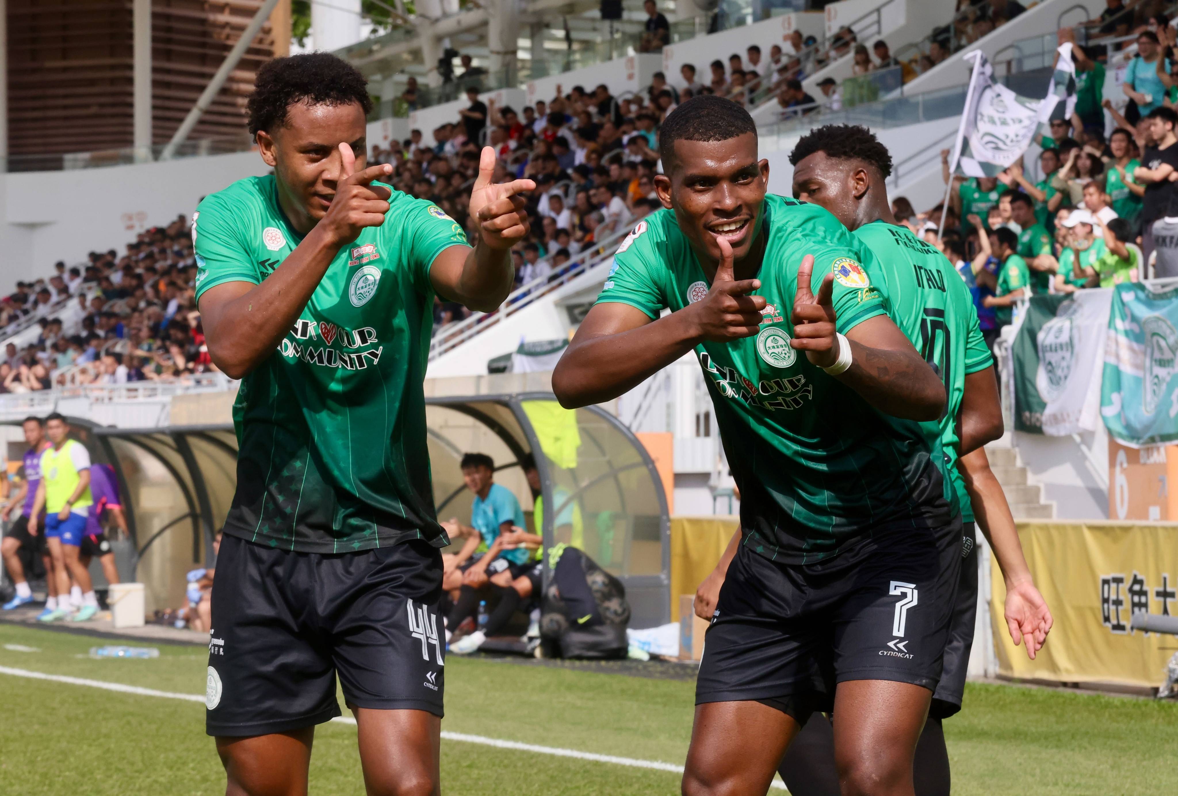 Weverton Rangel (left) and Michel Renner are aiming for more glory with Tai Po in the coming season. Photo: Jonathan Wong