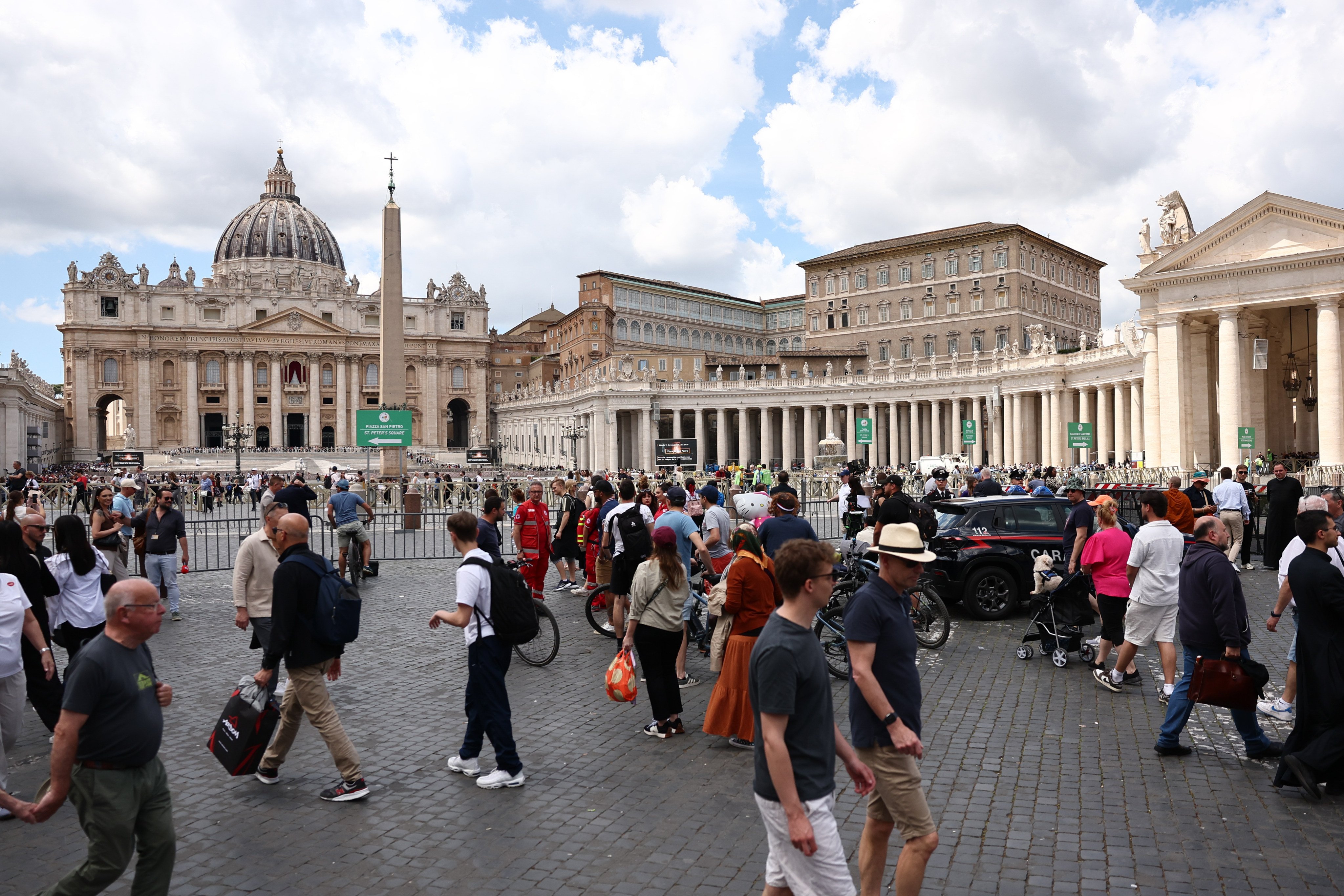 A view of the Saint Peter&apos;s Basilica in Vatican a day after Leo XIV election, in Rome, Italy on May 9, 2025. (Photo by Jakub Porzycki/NurPhoto via Getty Images)