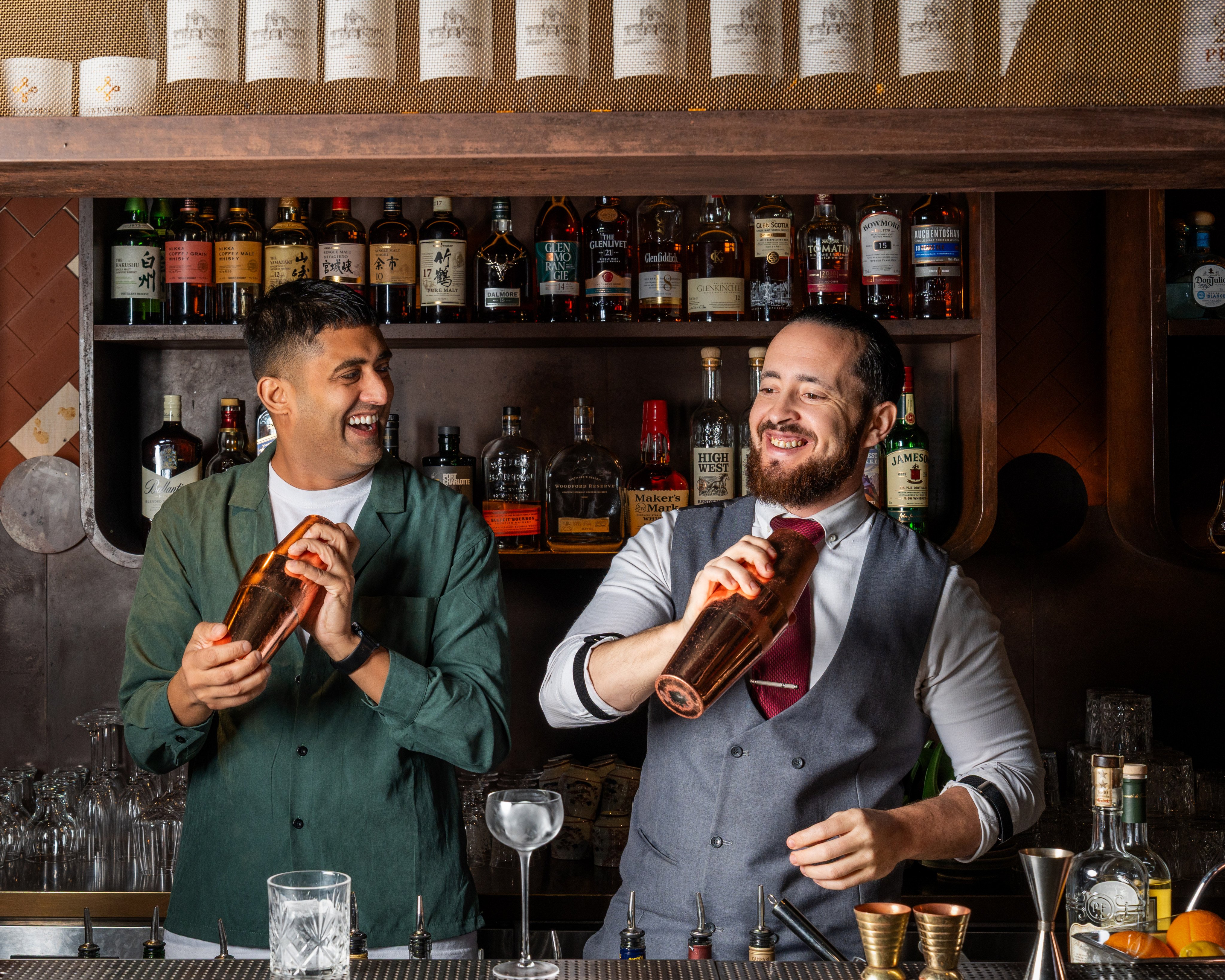 From left: Amir Javaid of Hong Kong’s Socio bar shakes things up with Matias Radici of TokyoLima restaurant. Photo: Handout