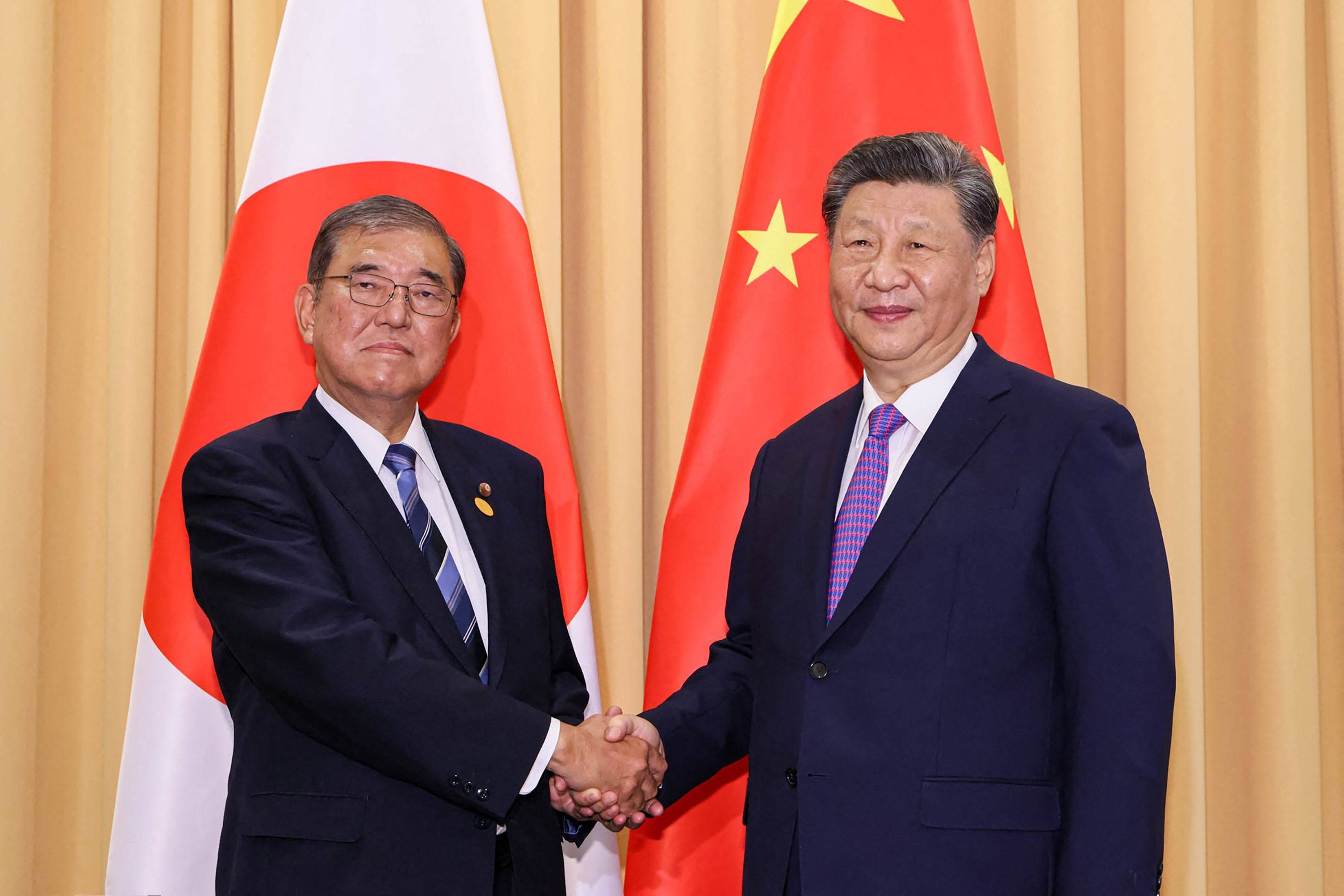 Japanese Prime Minister Shigeru Ishiba (left) has generally taken a pragmatic approach towards China. Photo: AFP/Cabinet Public Relations Office