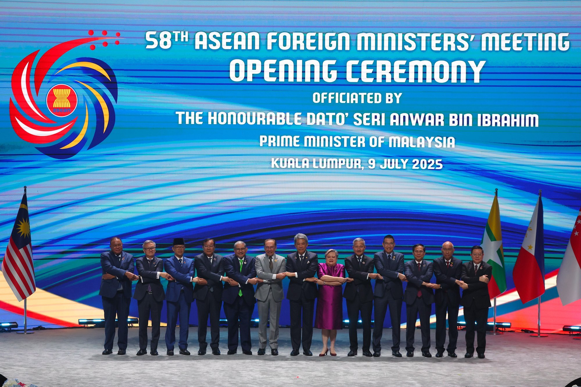 Southeast Asian foreign ministers at the Asean Foreign Ministers’ Meetings in Kuala Lumpur, Malaysia, on July 9. Asean has previously mediated tensions between Thailand and Cambodia. Photo: EPA Southeast Asian foreign ministers at the Asean Foreign Ministers’ Meetings in Kuala Lumpur, Malaysia, on July 9. Asean has previously mediated tensions between Thailand and Cambodia. Photo: EPA