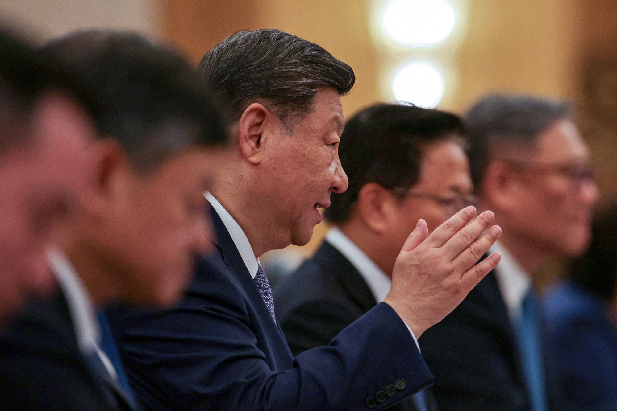 President Xi Jinping makes opening remarks at a meeting with European Union officials on Thursday. Photo: Reuters President Xi Jinping makes opening remarks at a meeting with European Union officials on Thursday. Photo: Reuters