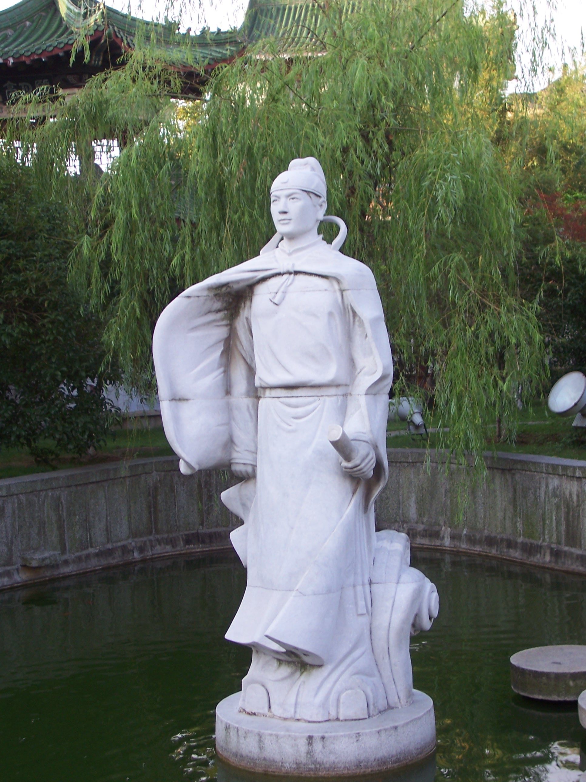 A statute of Chinese poet Wang Bo. Bo was born into a distinguished family of scholar-officials during the Tang dynasty (618-907) and showed remarkable intelligence from a young age.