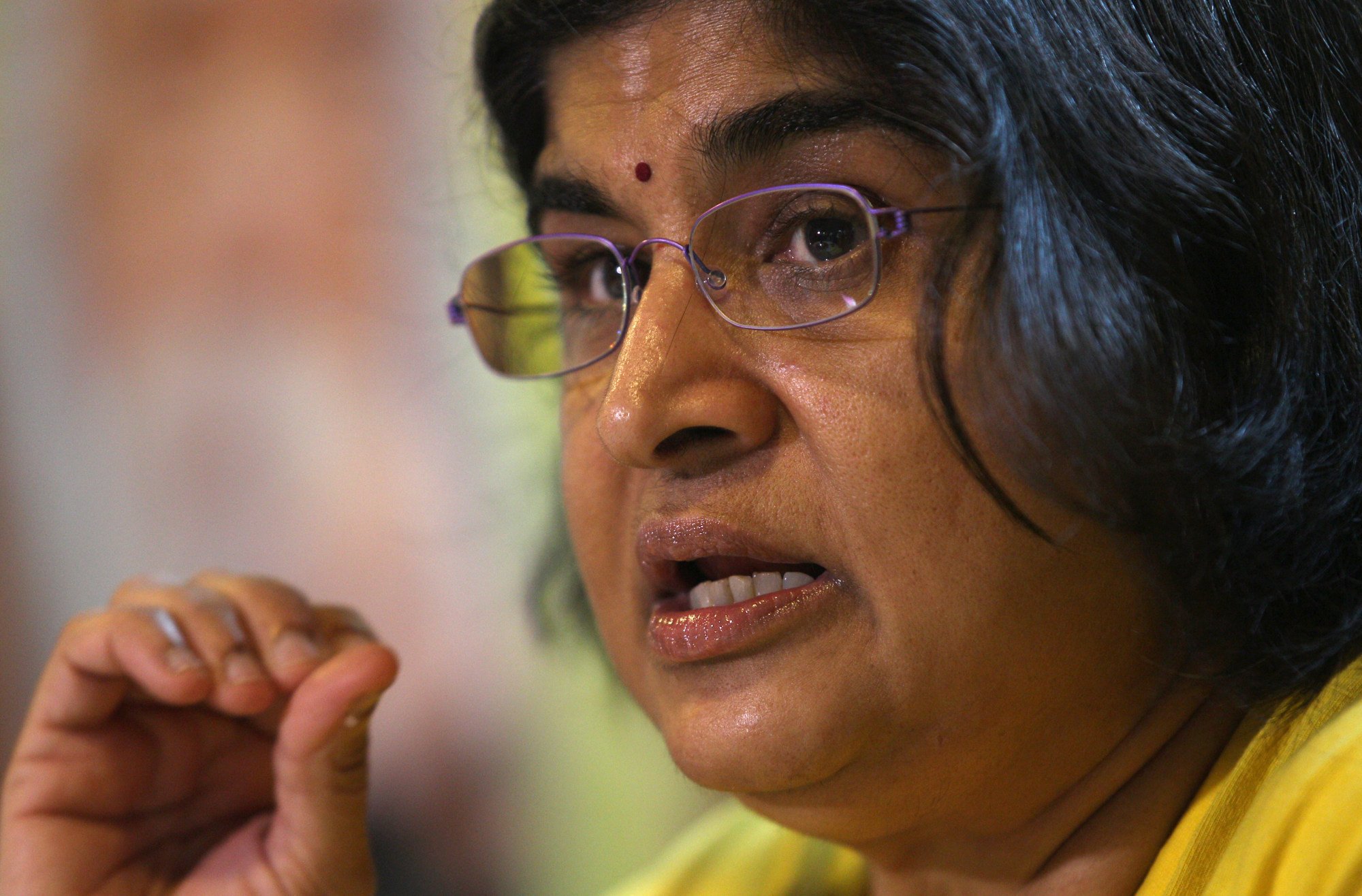 Ambiga Sreenevasan speaks at a press conference in Kuala Lumpur in 2013. Photo: AFP