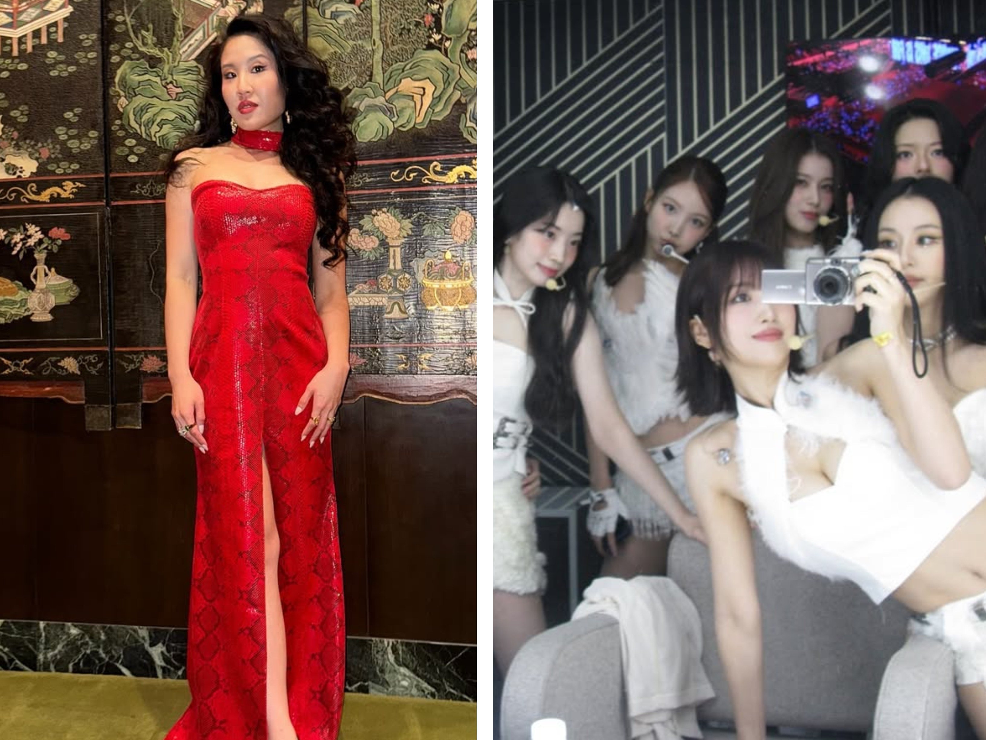 Chinese-American designer Kim Shui designed nine bespoke looks for K-pop group Twice for the current world tour. Photos: @kimshuistudio, @momo/Instagram