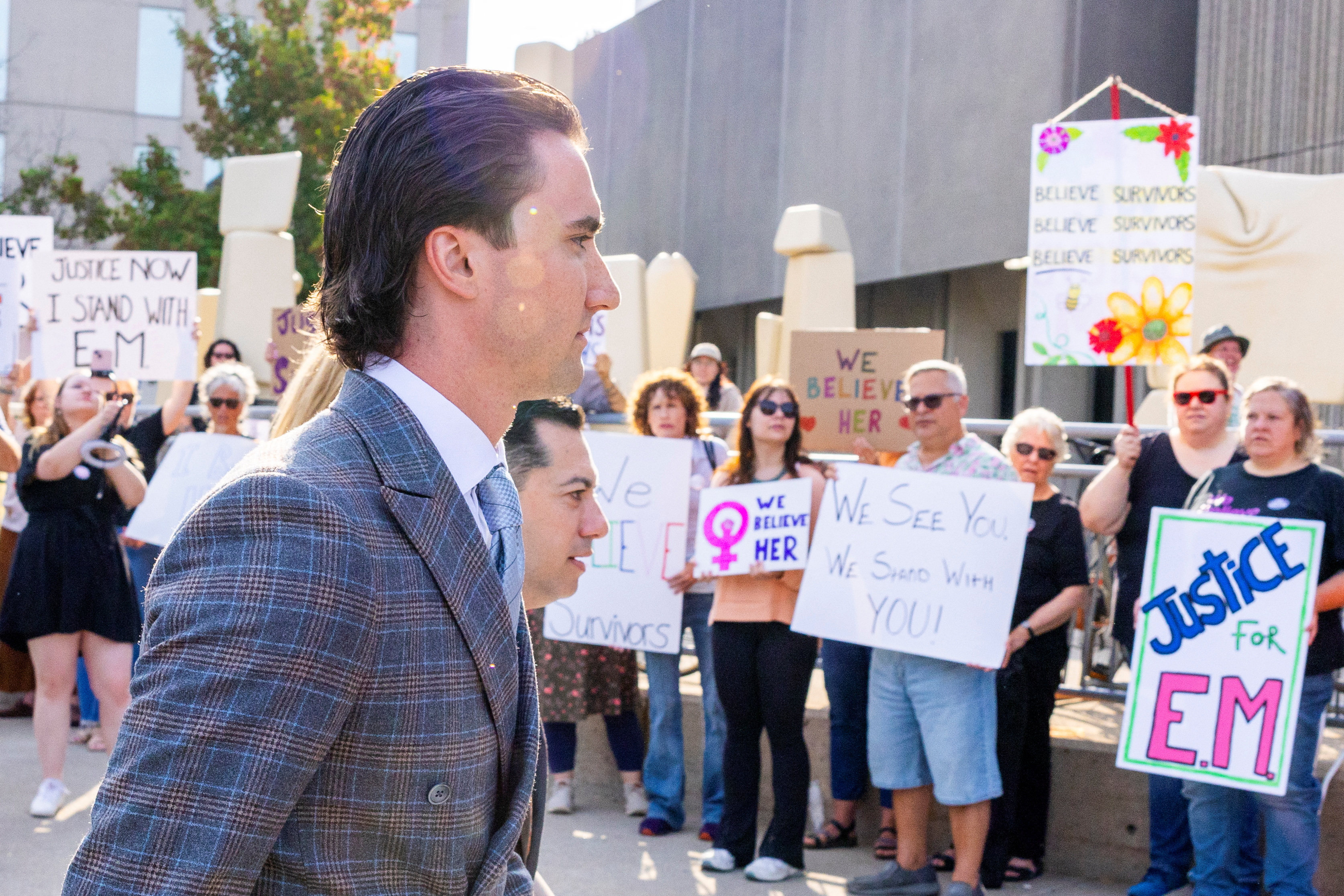 Alex Formenton arrives at court as a judge prepares to announce the verdict in the Hockey Canada sex assault trial in London, Ontario, on Thursday. Photo: Reuters