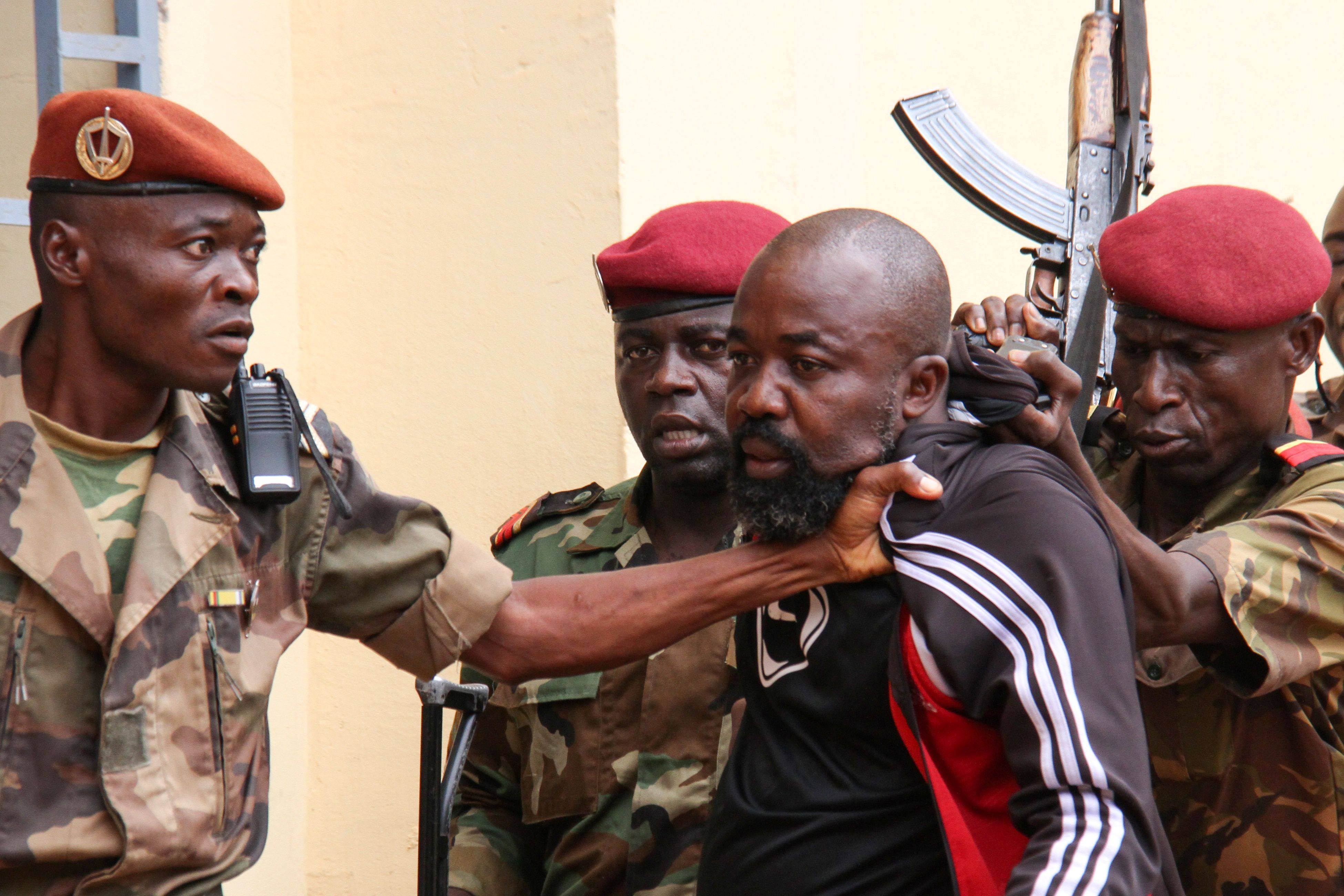 Members of the Central African Republic’s armed forces arresting Alfred Yekatom, aka ‘Rambo’, in 2018. File photo: AFP