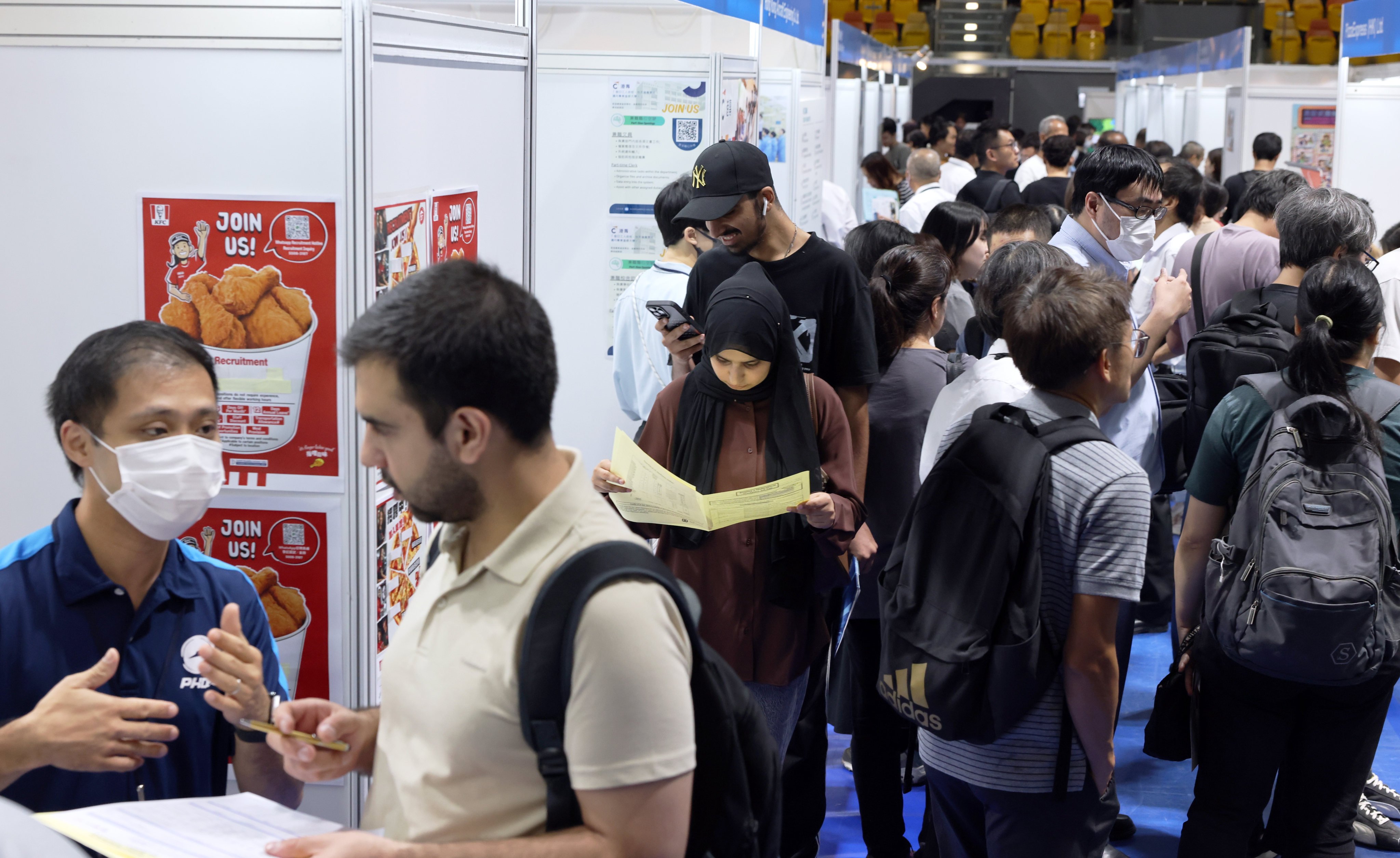 People attend a job fair organised by the 
Labour Department on the theme “Building a Multicultural Workplace” in Mong Kok on July 24. Photo: Nora Tam