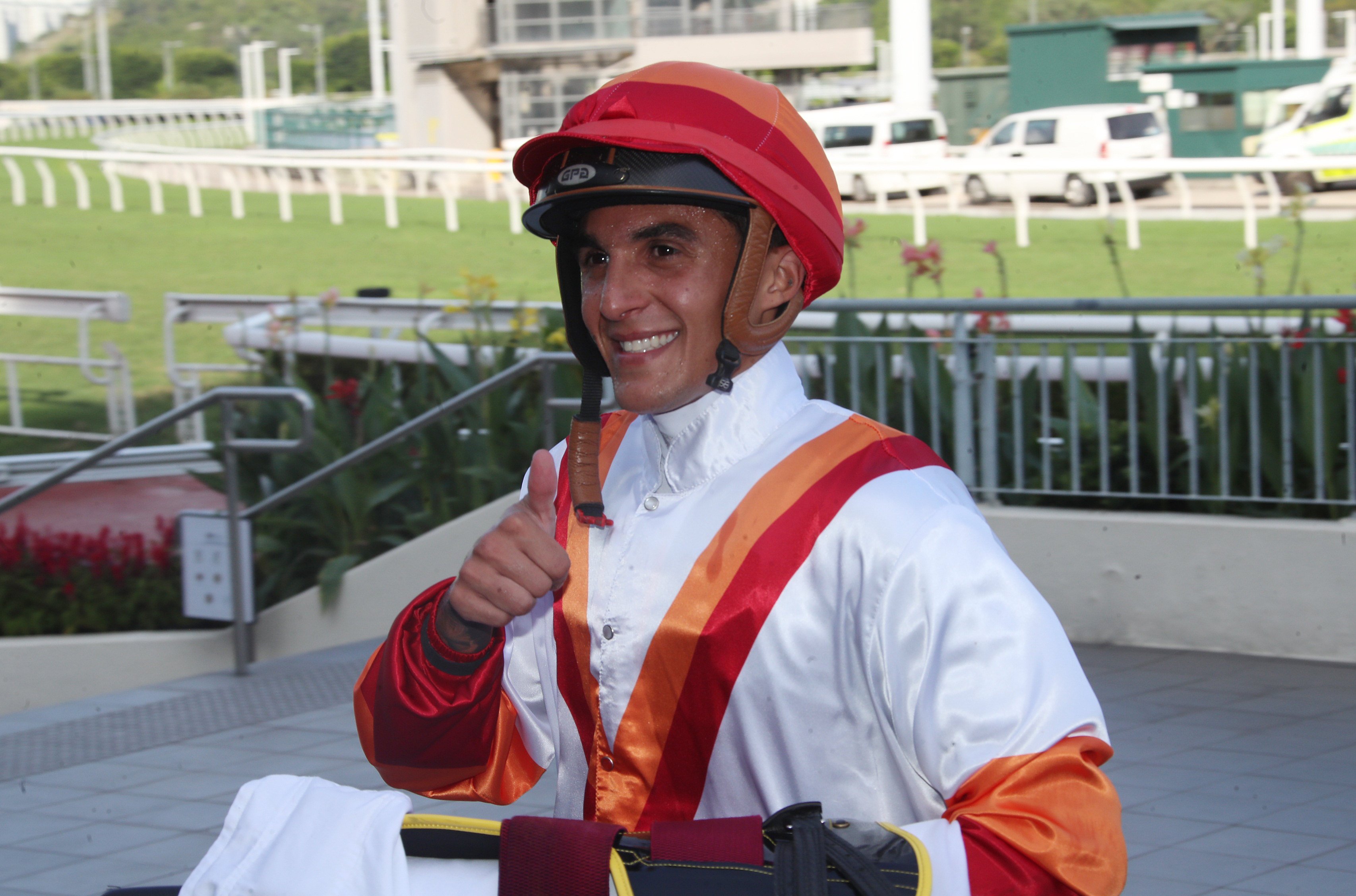 Hong Kong-based Keagan de Melo is in action at Greyville on Sunday. Photo: Kenneth Chan