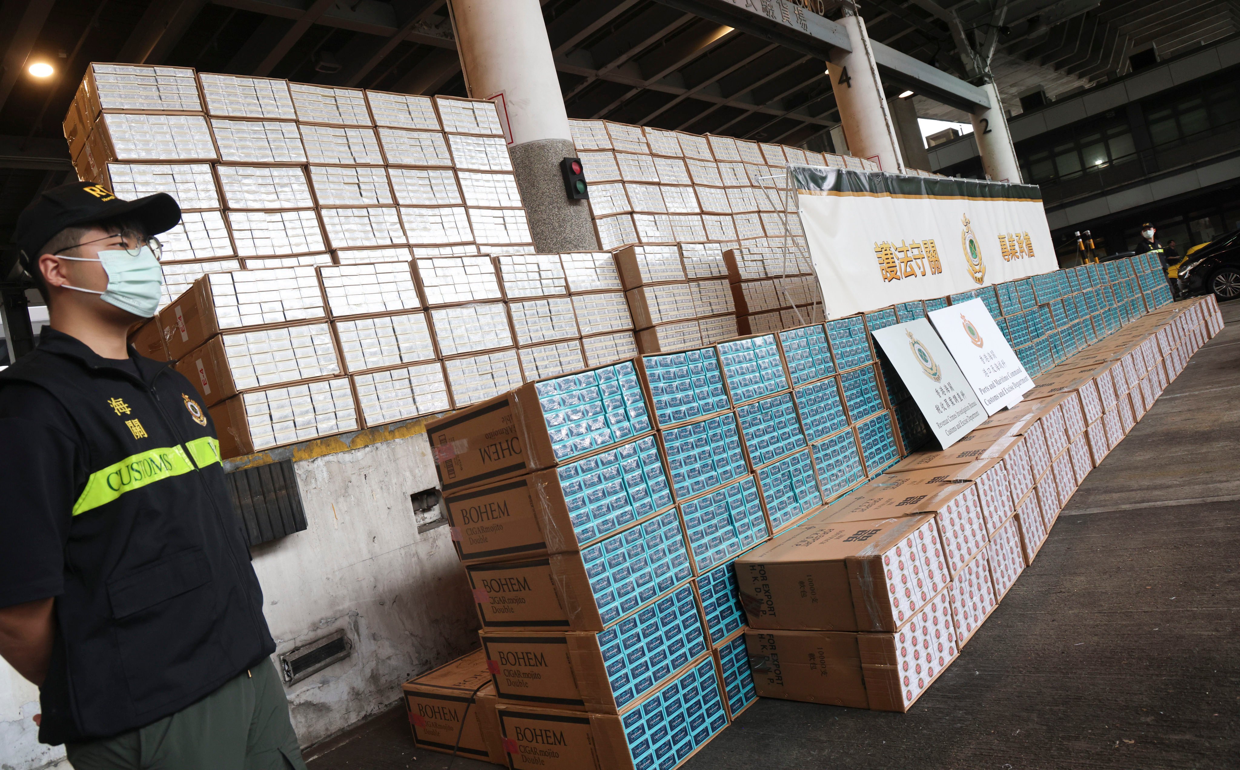 Police have said officers seized about 2.85 million suspected illicit cigarettes across the two operations. Photo: Jelly Tse