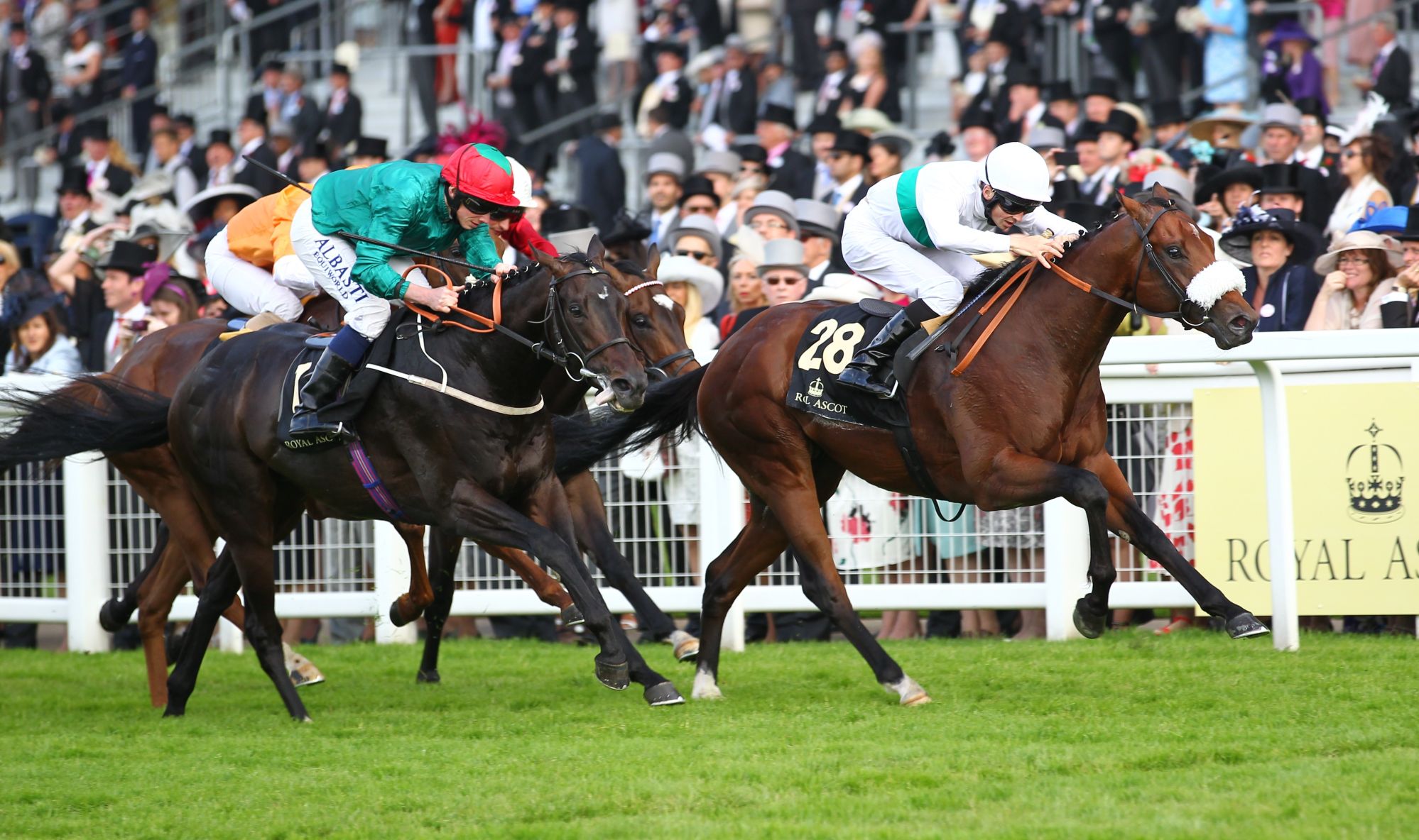 David Probert wins the 2014 Britannia Stakes on Born in Bombay Photo: RACINGFOTOS.COM