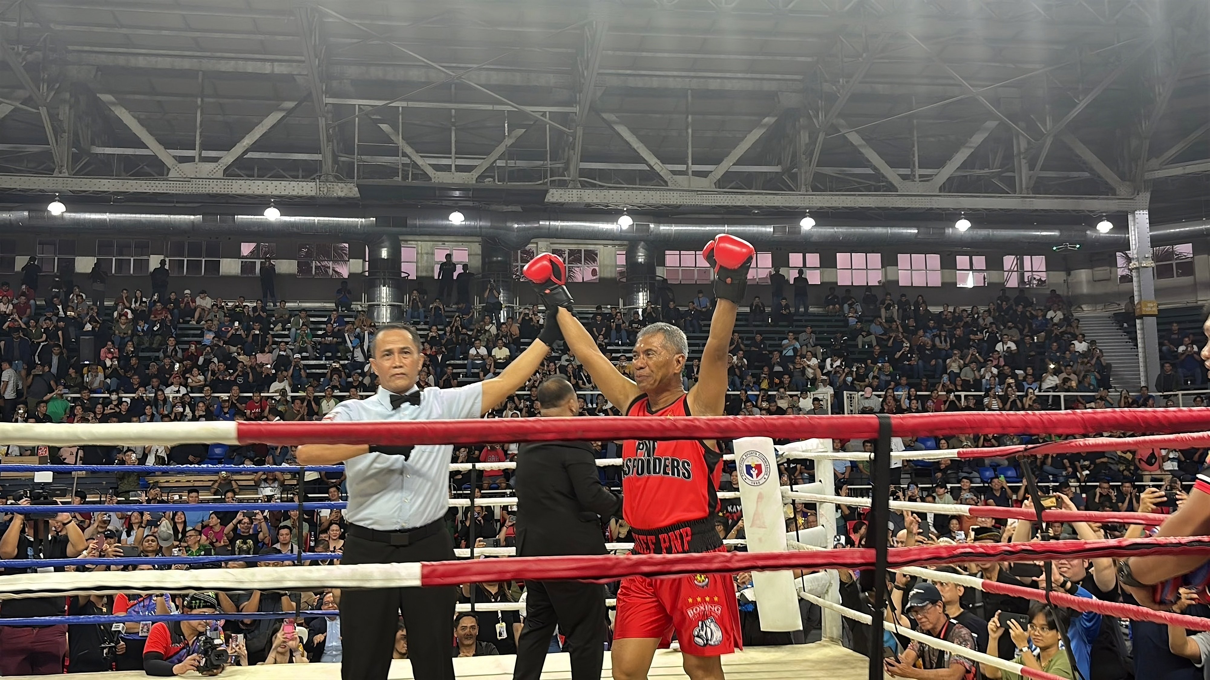 Philippine police chief Nicolas Torre is announced the winner of Sunday’s boxing match after Sebastian “Baste” Duterte failed to show up. Photo: X/jessiecruzat