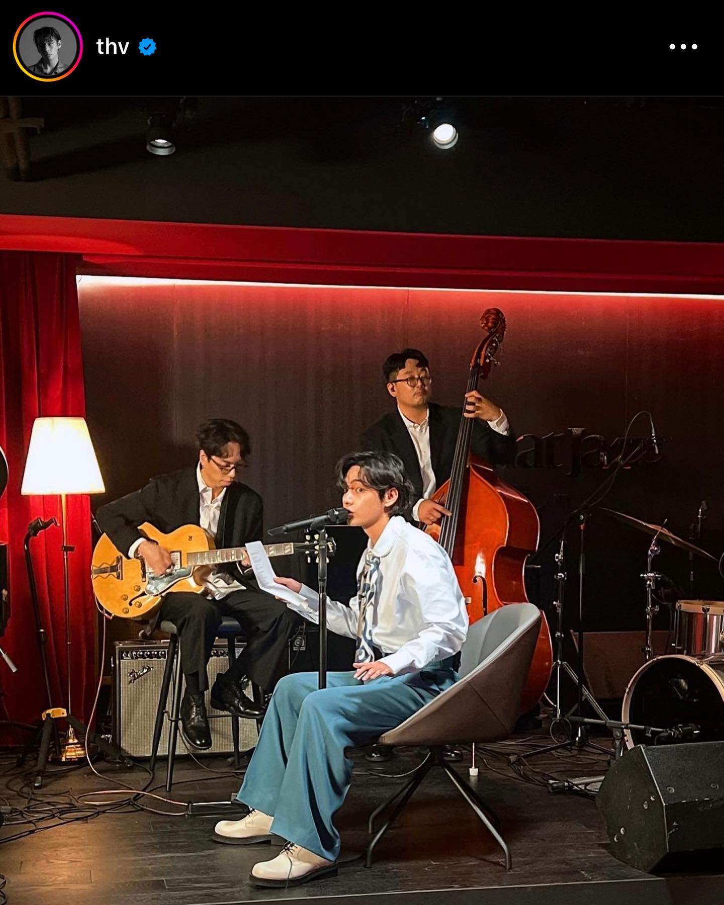 V of BTS films the video to his song Le Jazz de V at All That Jazz in Seoul, South Korea. Photo: Instagram/allthatjazz_itaewon