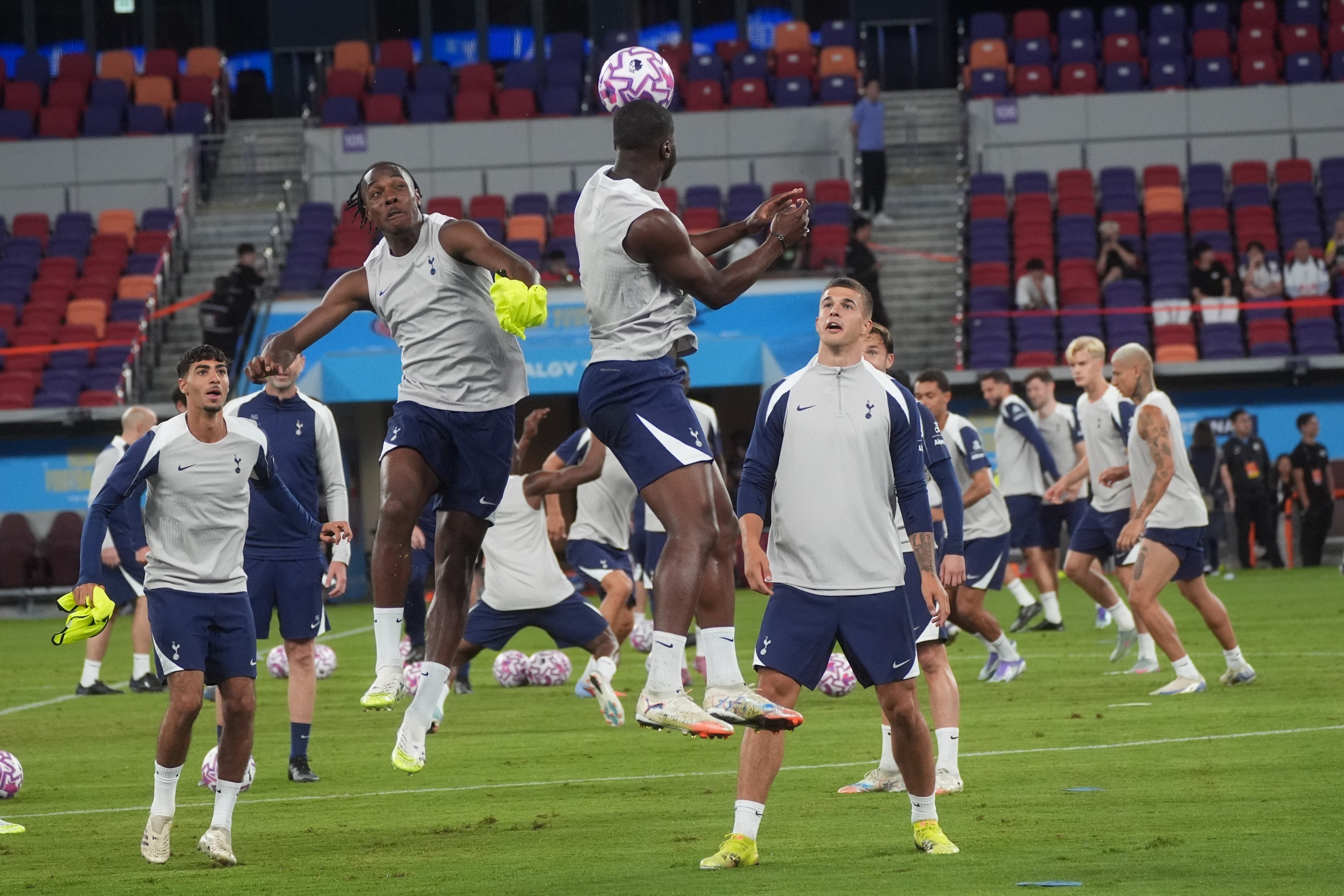 Tottenham Hotspur train at a relatively quiet Kai Tak Stadium. Photo: Elson Li