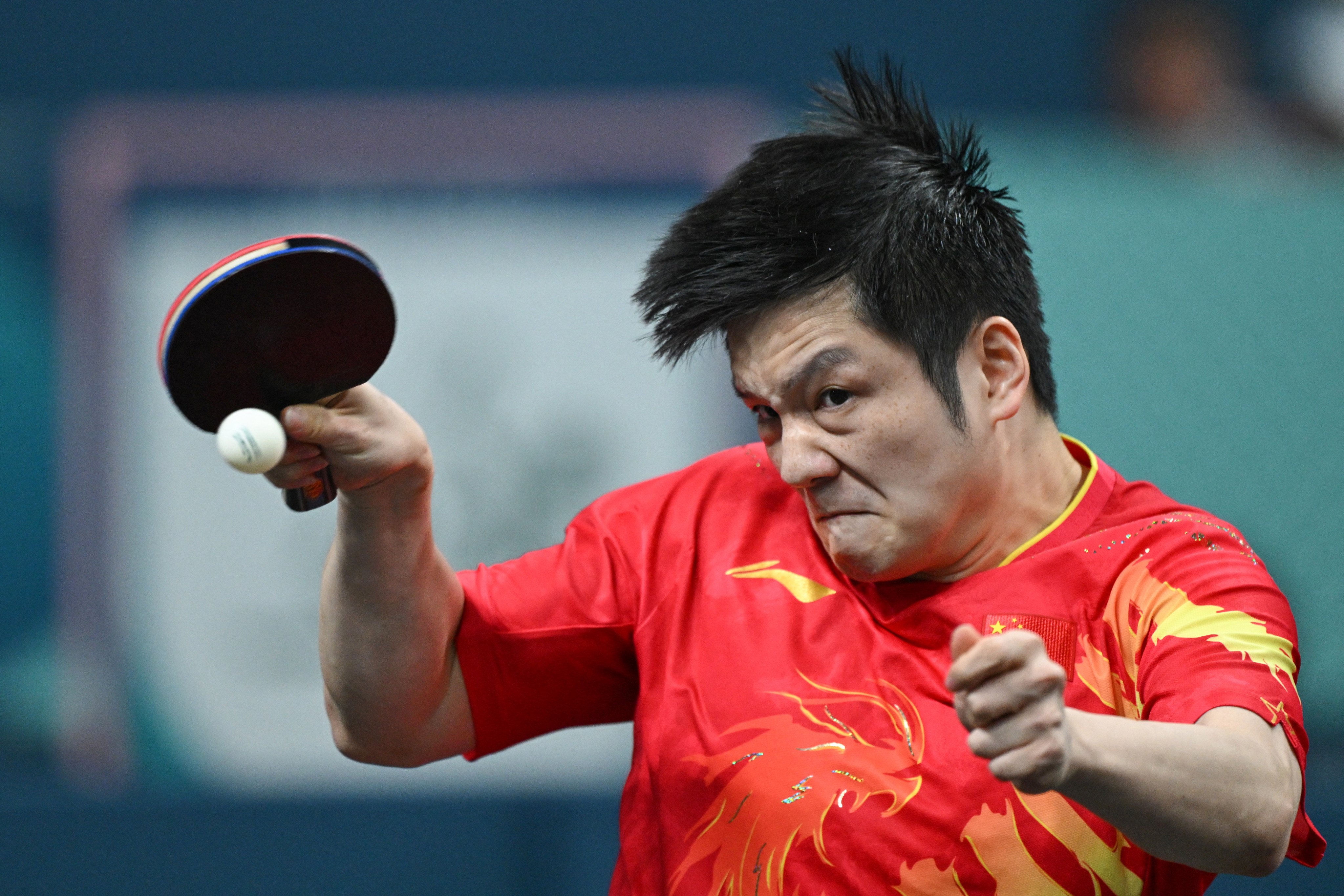 China’s Fan Zhendong in action at the Paris Olympics last August. Photo: AFP
