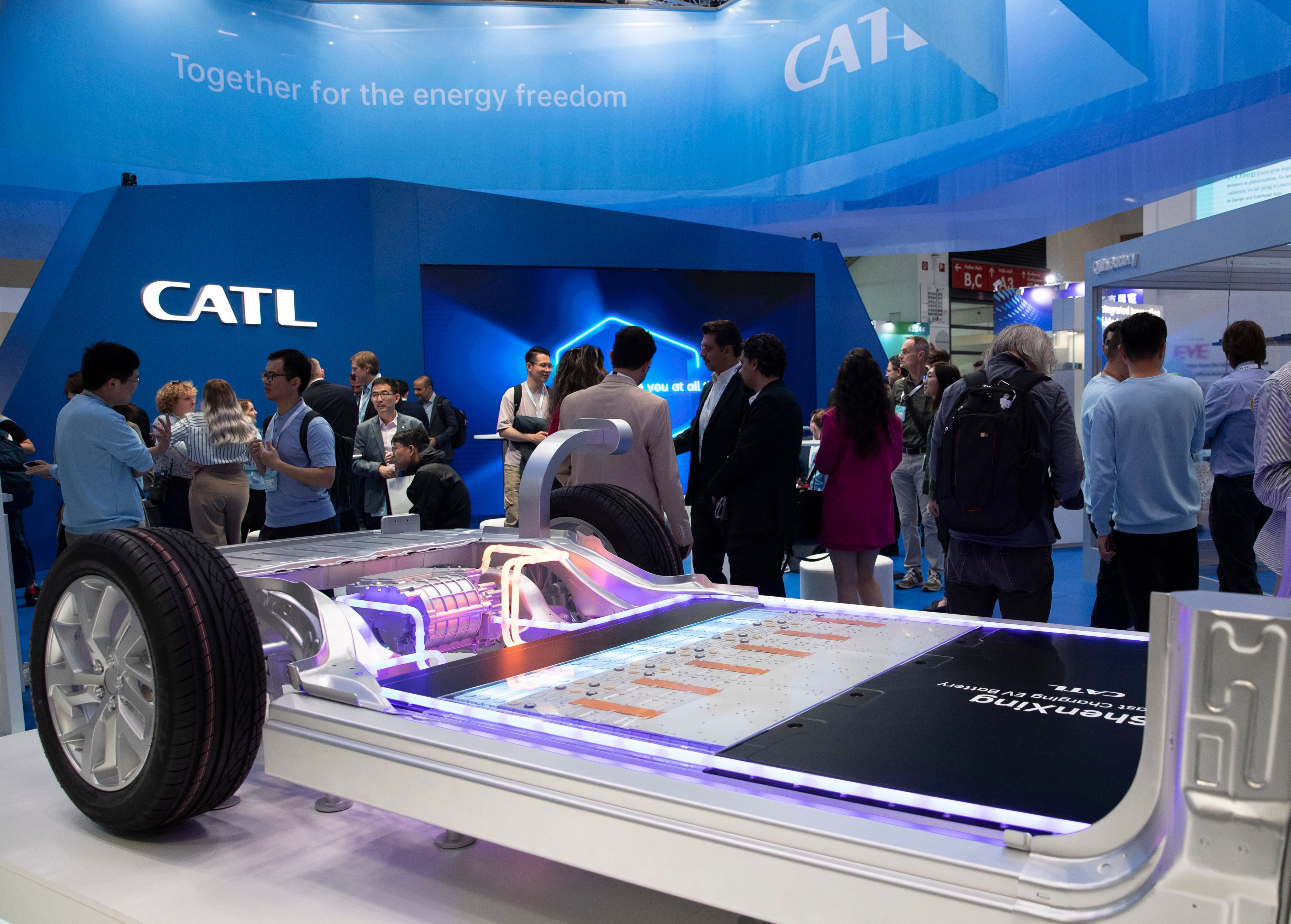 CATL’s Shenxing superfast charging battery on display at the firm’s booth during the 2023 International Motor Show in Munich, Germany. Photo: Xinhua