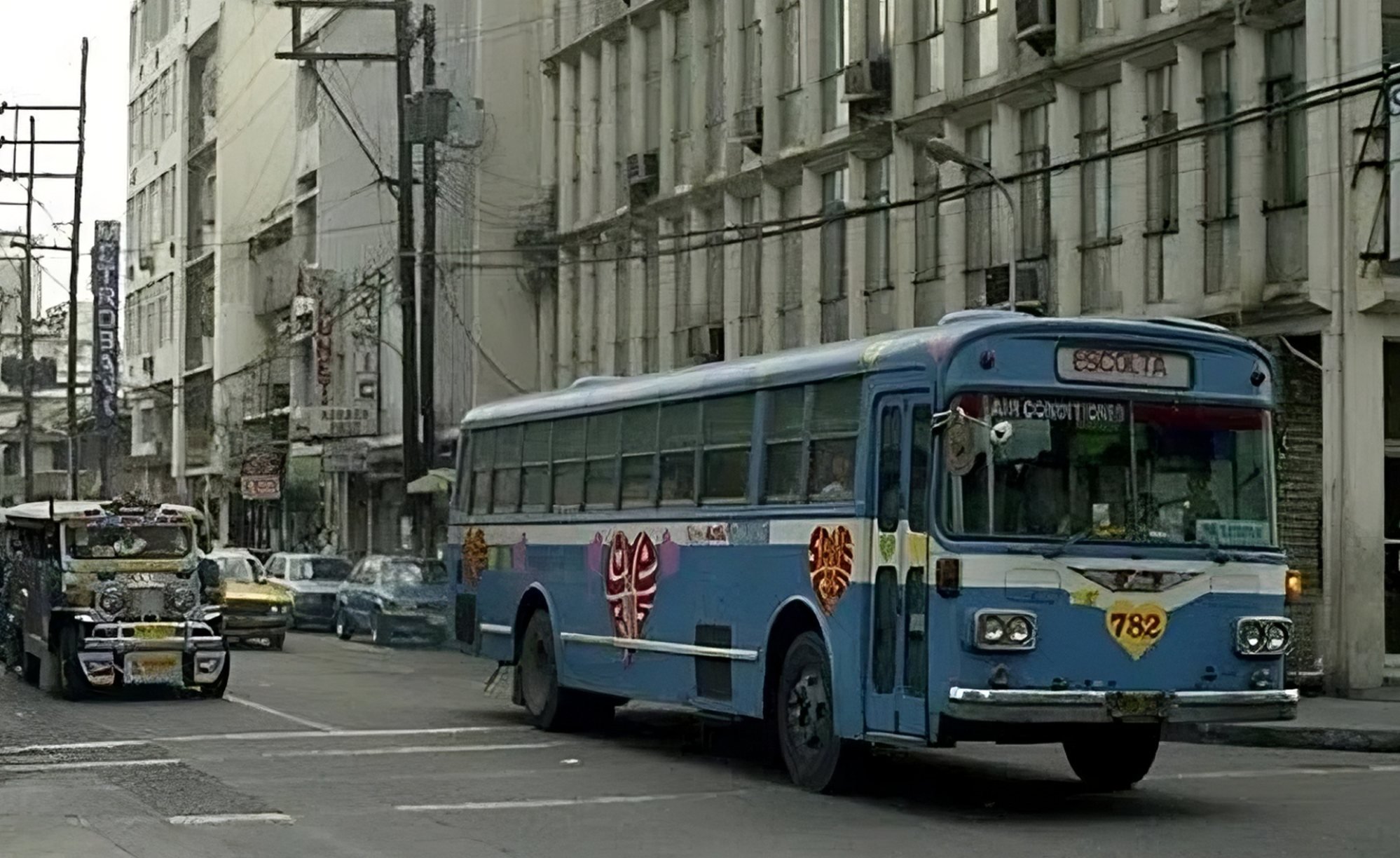 A “Love Bus” plies the streets of Manila in the 1970s during Ferdinand Marcos Snr’s rule. Photo: X/IvanAtHome