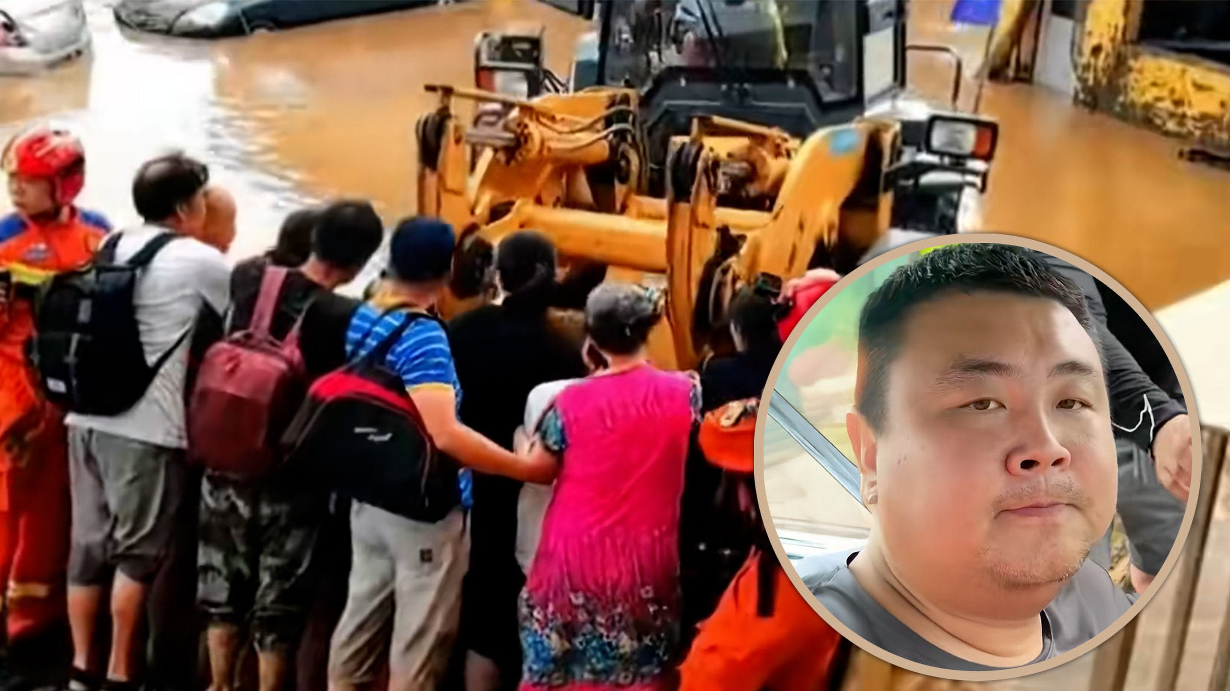 A Chinese man rescued more than 100 flood victims using a digger during heavy rain in Beijing, earning him the title “Bulldozer Hero”. Photo: SCMP composite/Douyin