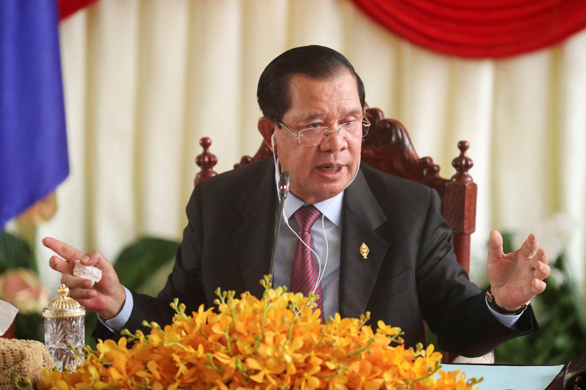 Hun Sen speaks at a press conference at Cambodia’s National Assembly in 2023. Photo: Reuters Hun Sen speaks at a press conference at Cambodia’s National Assembly in 2023. Photo: Reuters